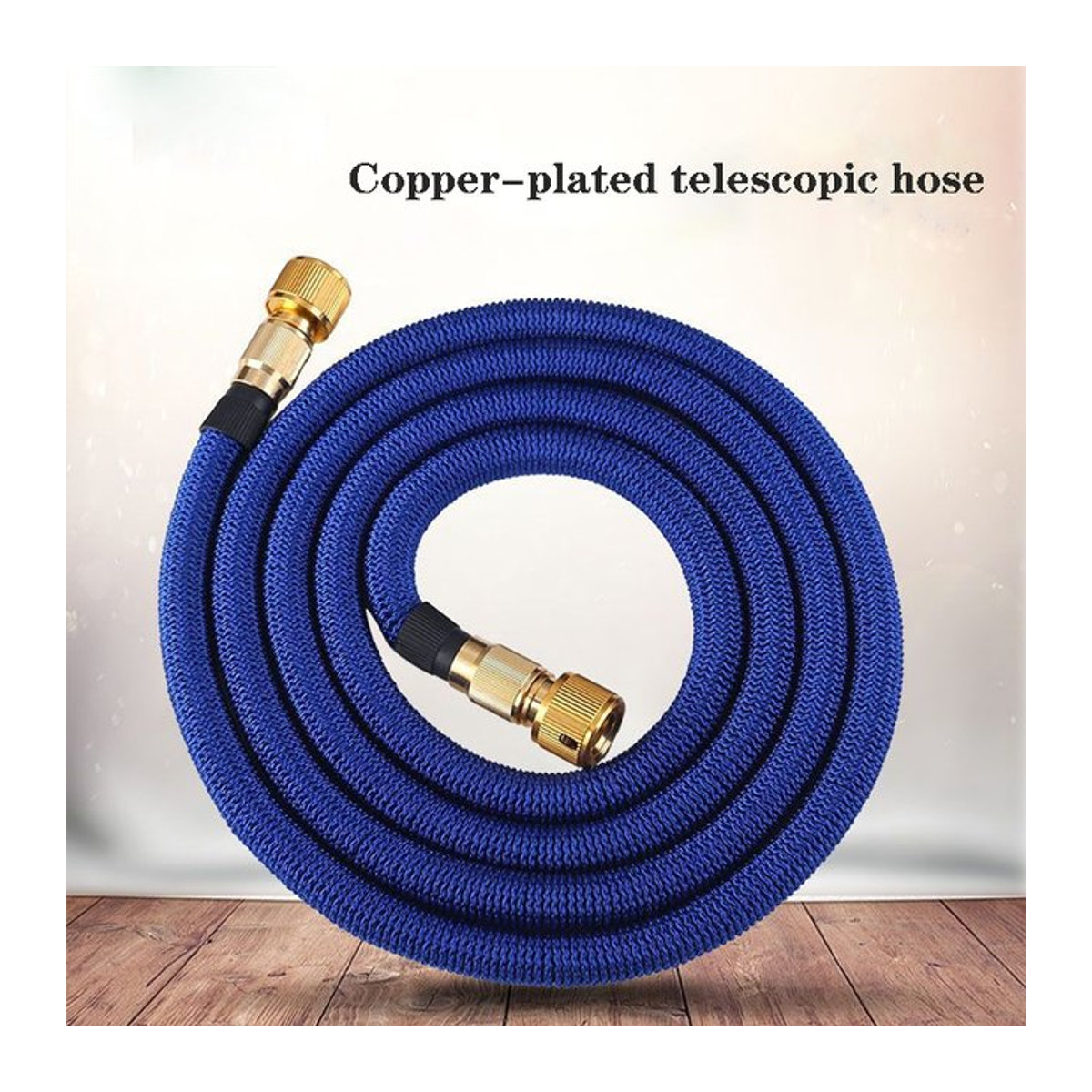 Pengliu Teleskop-Wasserschlauch aus TPE mit Kupferbeschichtung für Garten und Haushalt, Schwarz/Blau - Bild 1