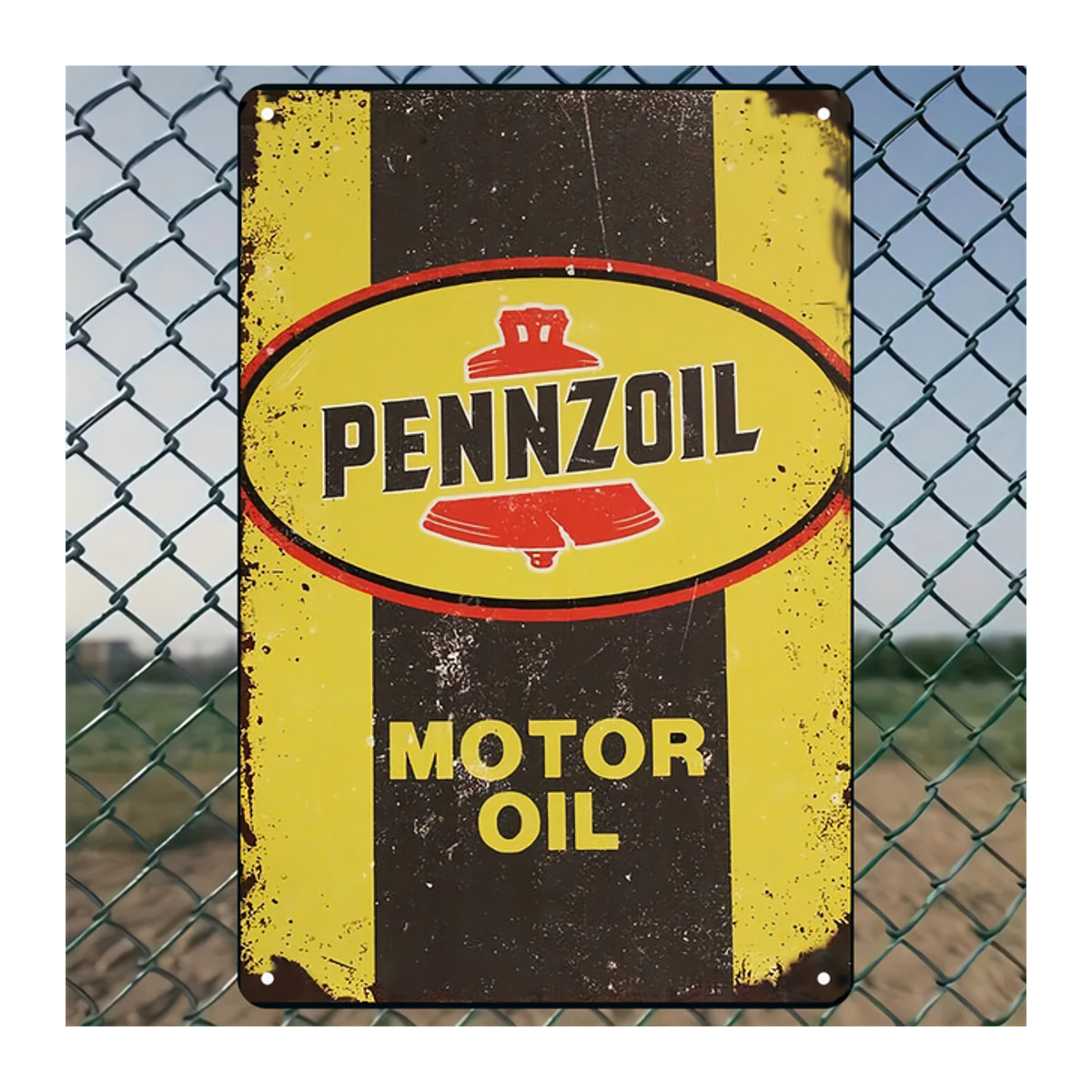 Pennzoil Vintage Metallblechschild in Gelb zur Wandmontage, Rechteckiges Wanddekor für Garage und Männerhöhle, B: 30 cm, H: 30 cm, T: 20 cm - Bild 1