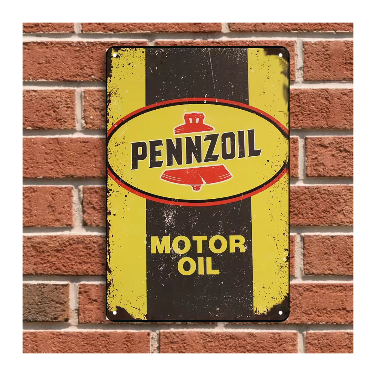 Pennzoil Vintage Metallblechschild in Gelb zur Wandmontage, Rechteckiges Wanddekor für Garage und Männerhöhle, B: 30 cm, H: 30 cm, T: 20 cm - Bild 4