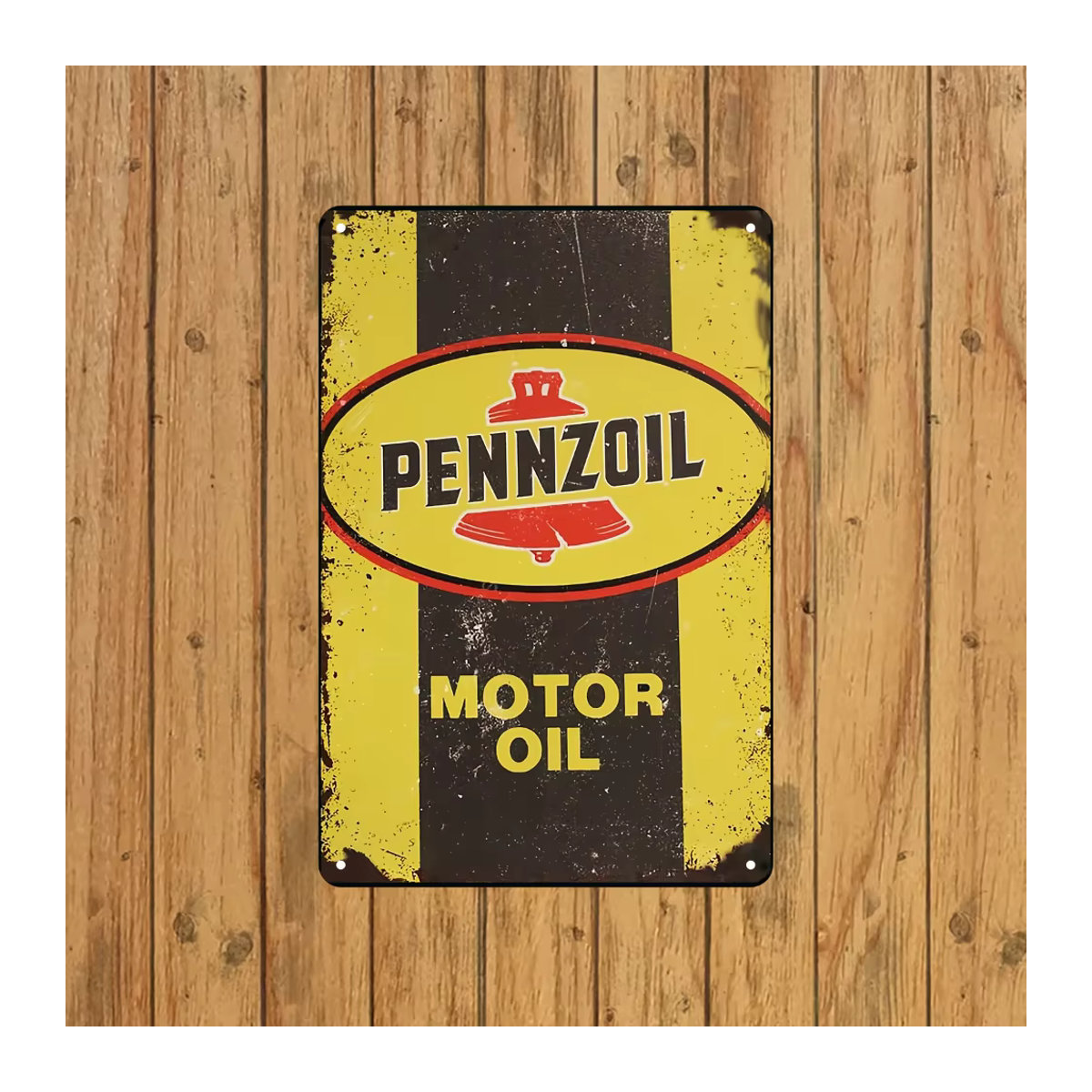 Pennzoil Vintage Metallblechschild in Gelb zur Wandmontage, Rechteckiges Wanddekor für Garage und Männerhöhle, B: 30 cm, H: 30 cm, T: 20 cm - Bild 6