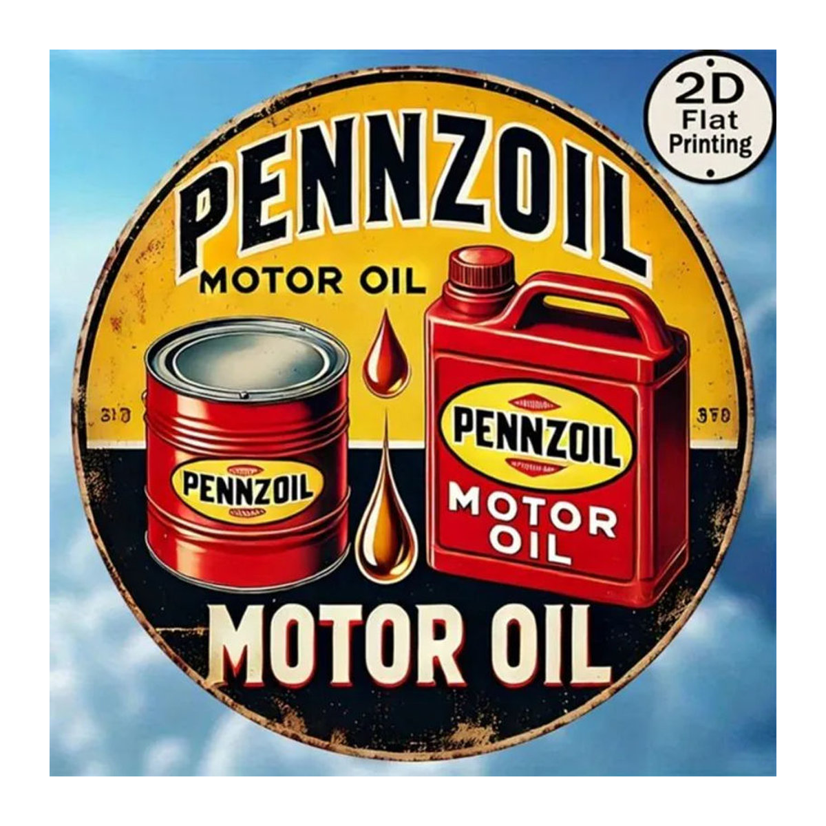 Pennzoil Vintage Motoröl Metallschild Retro Wanddekoration mehrfarbig B/H: 20,32 x 20,32 cm - Bild 1