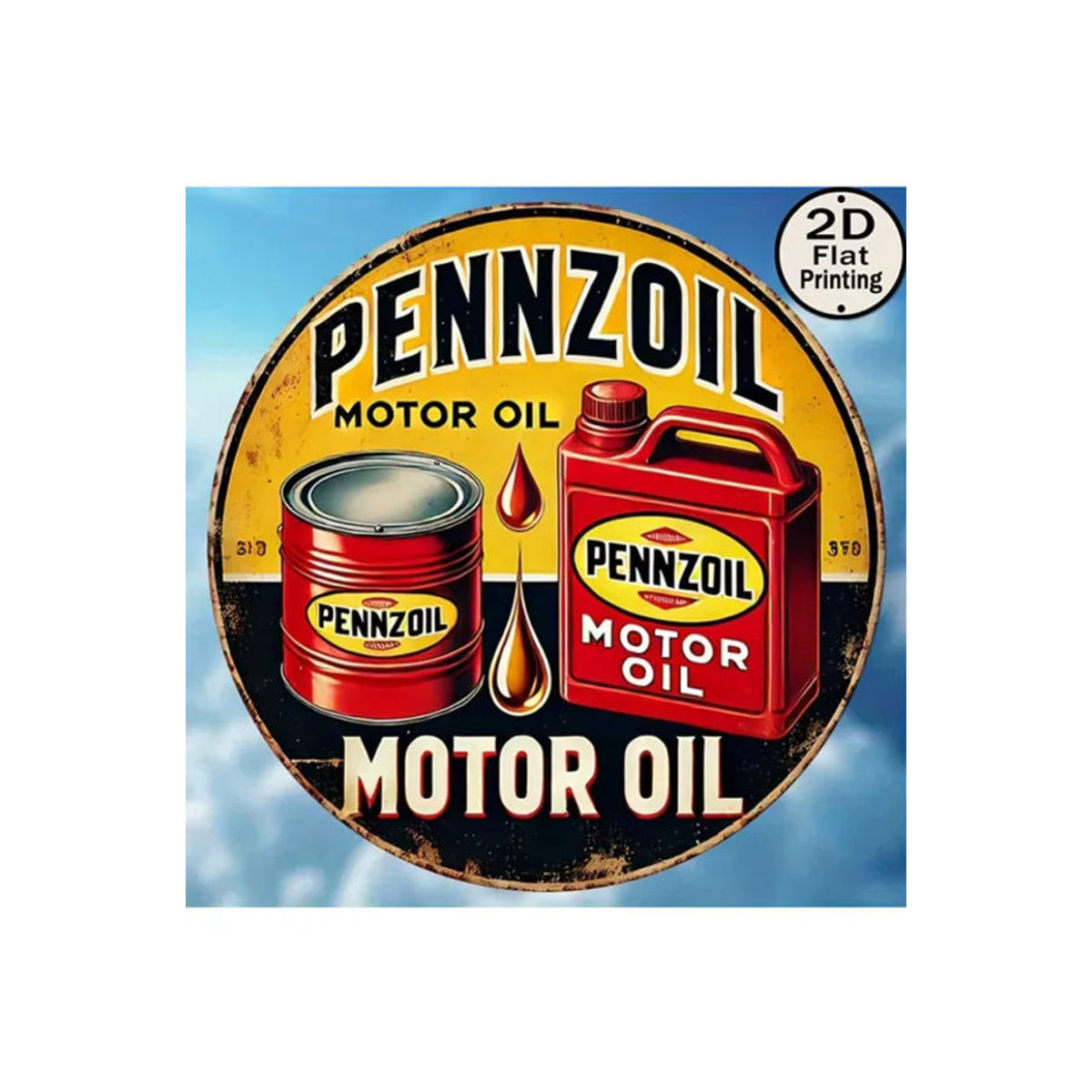 Pennzoil Vintage Motoröl Metallschild Retro Wanddekoration mehrfarbig B/H: 20,32 x 20,32 cm - Bild 5
