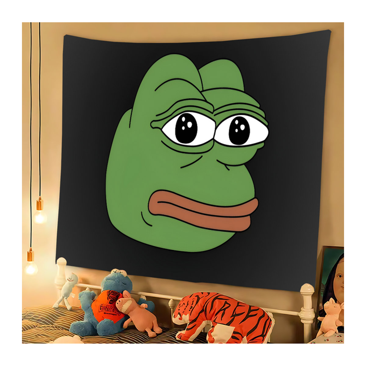 Pepe der Frosch Stoffschild als Hintergrundbanner für deine Neujahr Party Dekoration, Schwarz, B: 120 cm, H: 120 cm - Bild 1