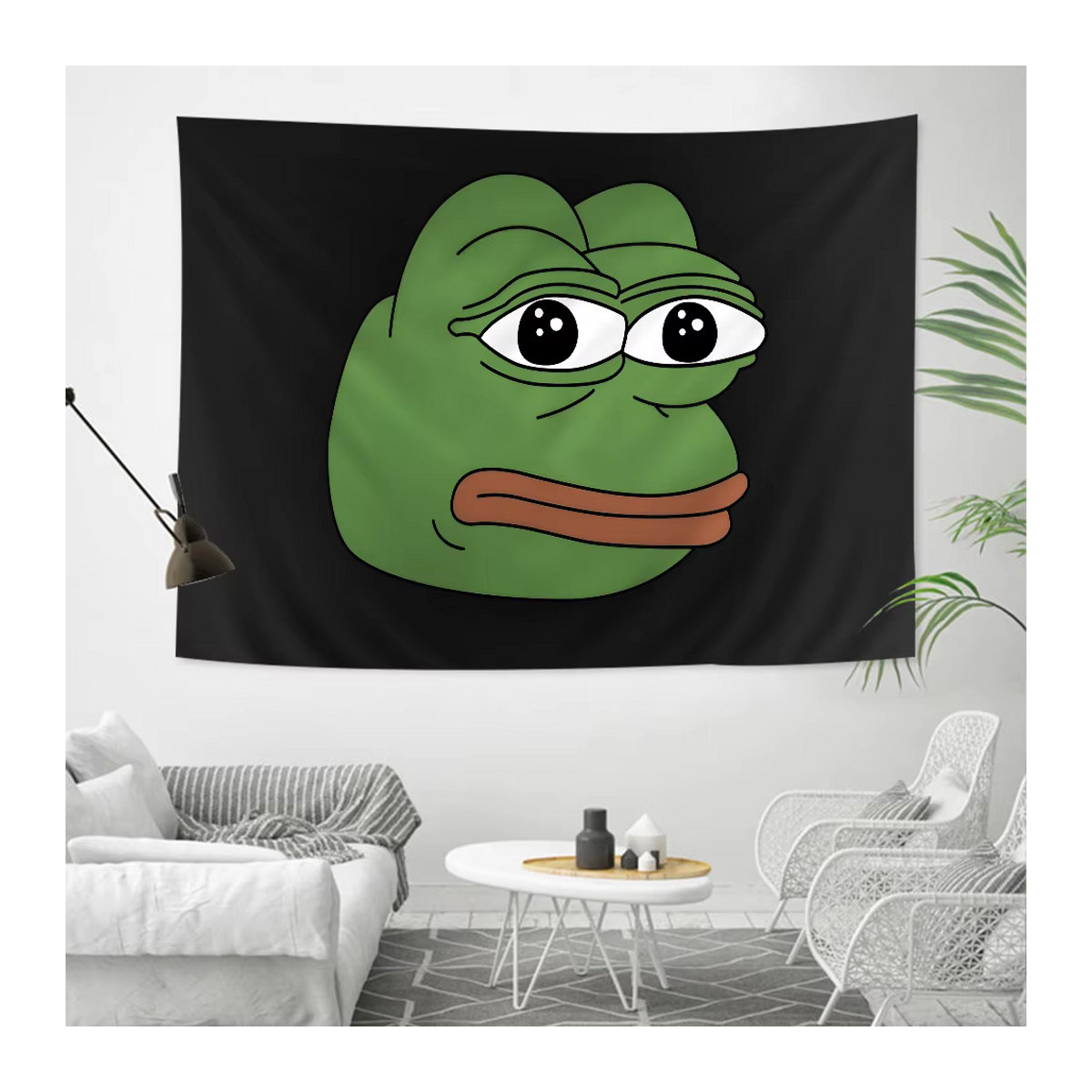 Pepe der Frosch Stoffschild als Hintergrundbanner für deine Neujahr Party Dekoration, Schwarz, B: 120 cm, H: 120 cm - Bild 2