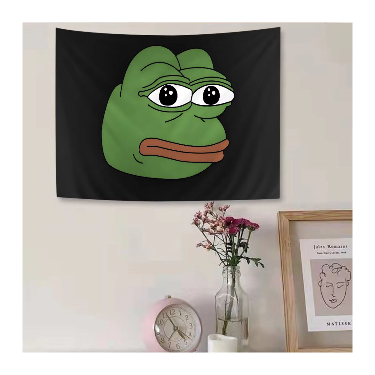 Pepe der Frosch Stoffschild als Hintergrundbanner für deine Neujahr Party Dekoration, Schwarz, B: 120 cm, H: 120 cm - Bild 4