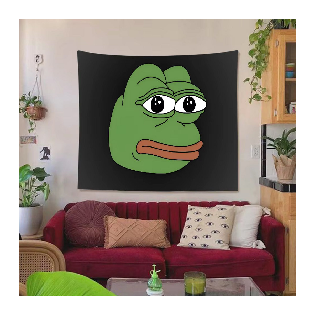 Pepe der Frosch Stoffschild als Hintergrundbanner für deine Neujahr Party Dekoration, Schwarz, B: 120 cm, H: 120 cm - Bild 6