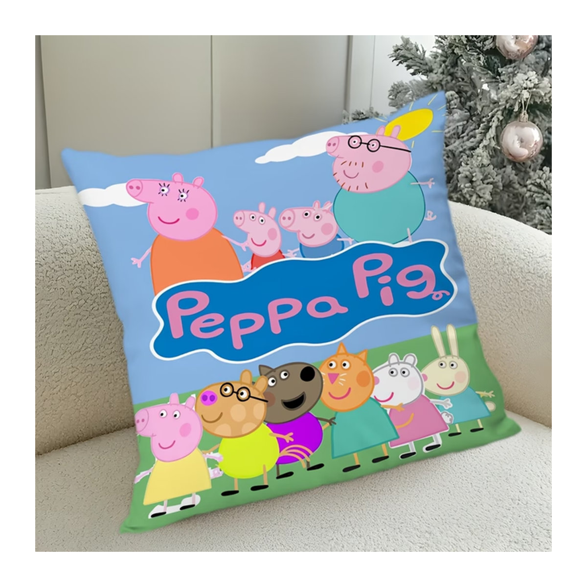 Peppa Pig Kissenbezug von Hasbro mit Cartoon-Aufdruck in Blau - Bild 1