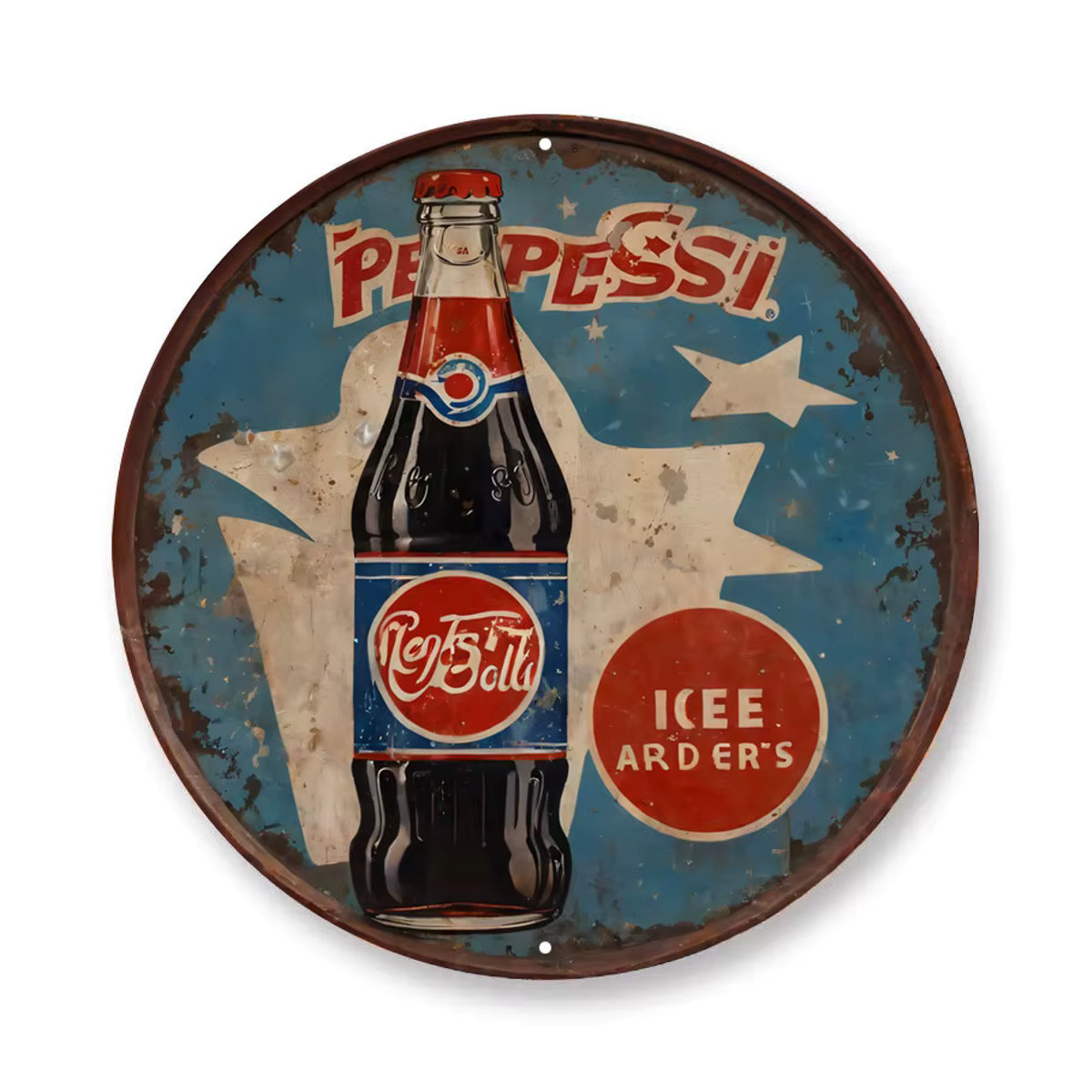 Pepsi Vintage Metallschild mit Retro-Cartoon-Design als mehrfarbige Wanddekoration - Bild 1