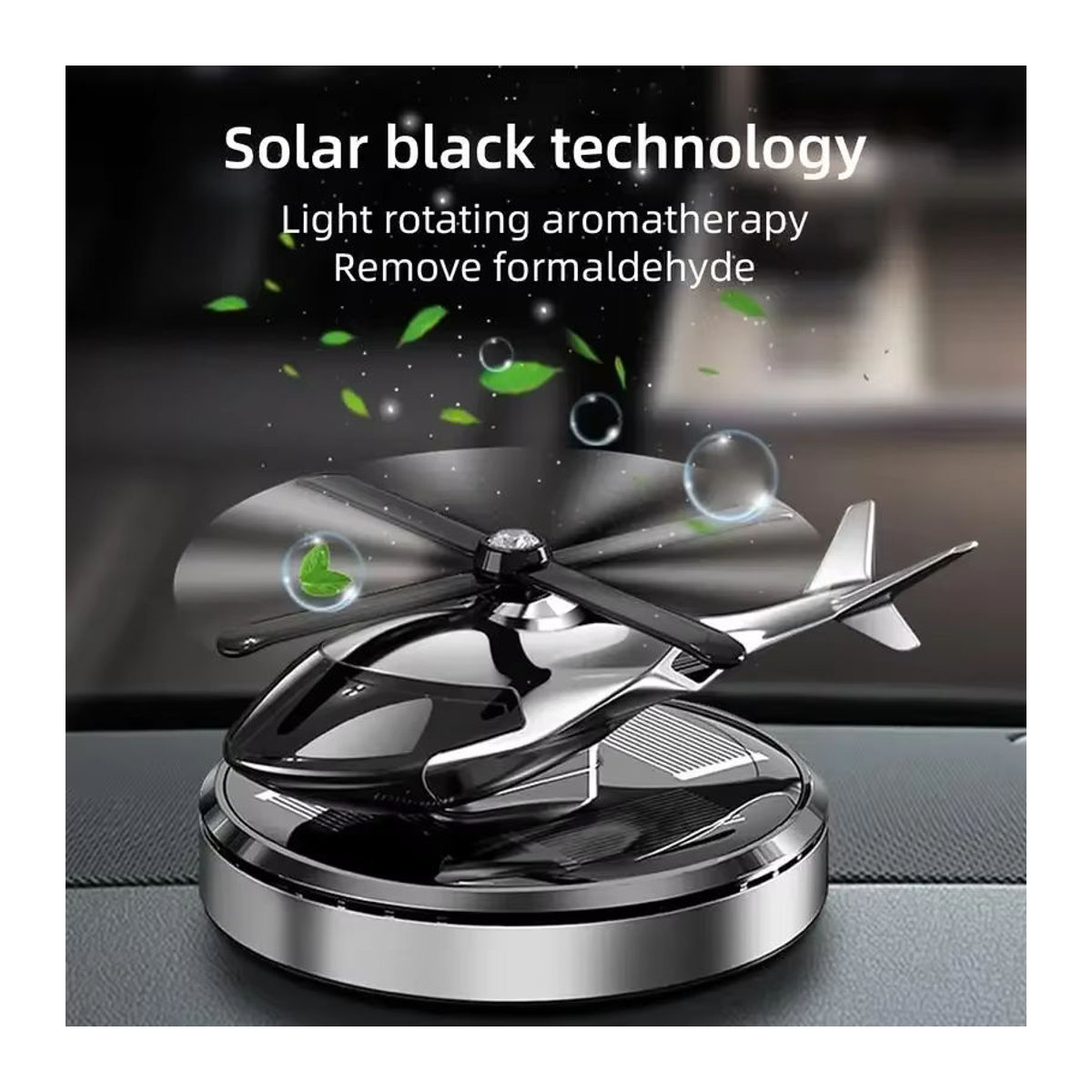 Perfu Amagi Solarbetriebener Autoduft Hubschrauber aus Metall in Schwarz - Bild 2