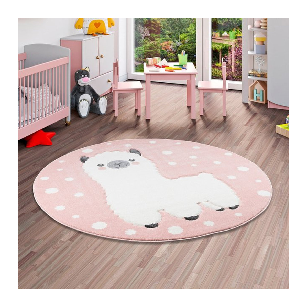 Pergamon Kinder Teppich Maui Kids Alpaka Rund in Rosa - Bild 1