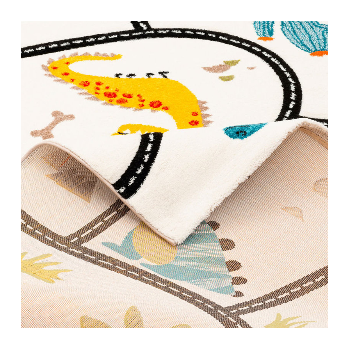 Pergamon Kinder Teppich Maui Kids Dino Straßenteppich in Mehrfarbig und Weiß - Bild 2