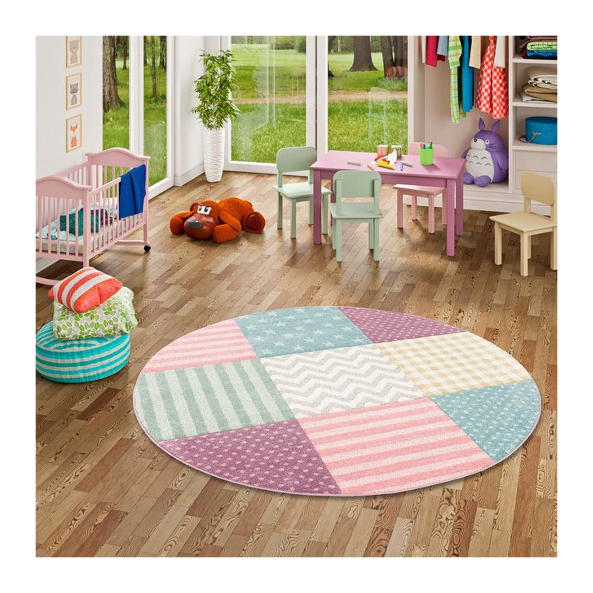 Pergamon Kinder und Jugend Teppich Maui Sterne Rund, mehrfarbig - Bild 1