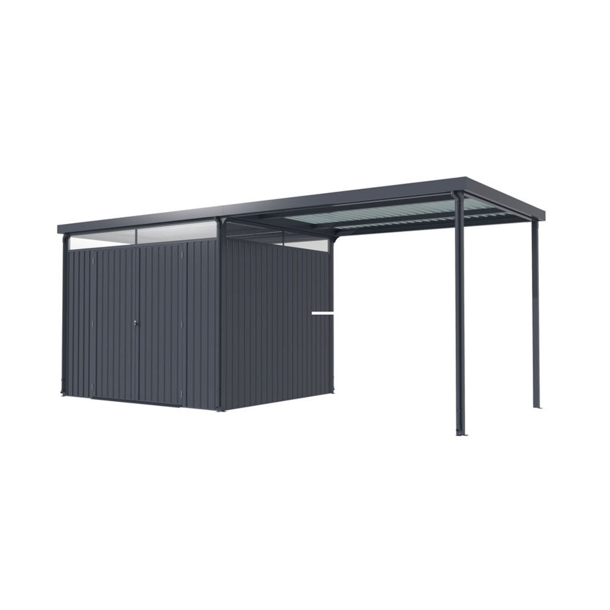 Pergart Gerätehaus Rheinfelden 108 mit Schleppdach-Set in Anthrazit Matt, 6,4 m², aus Metall und Aluminium mit Polycarbonat-Elementen - Bild 2