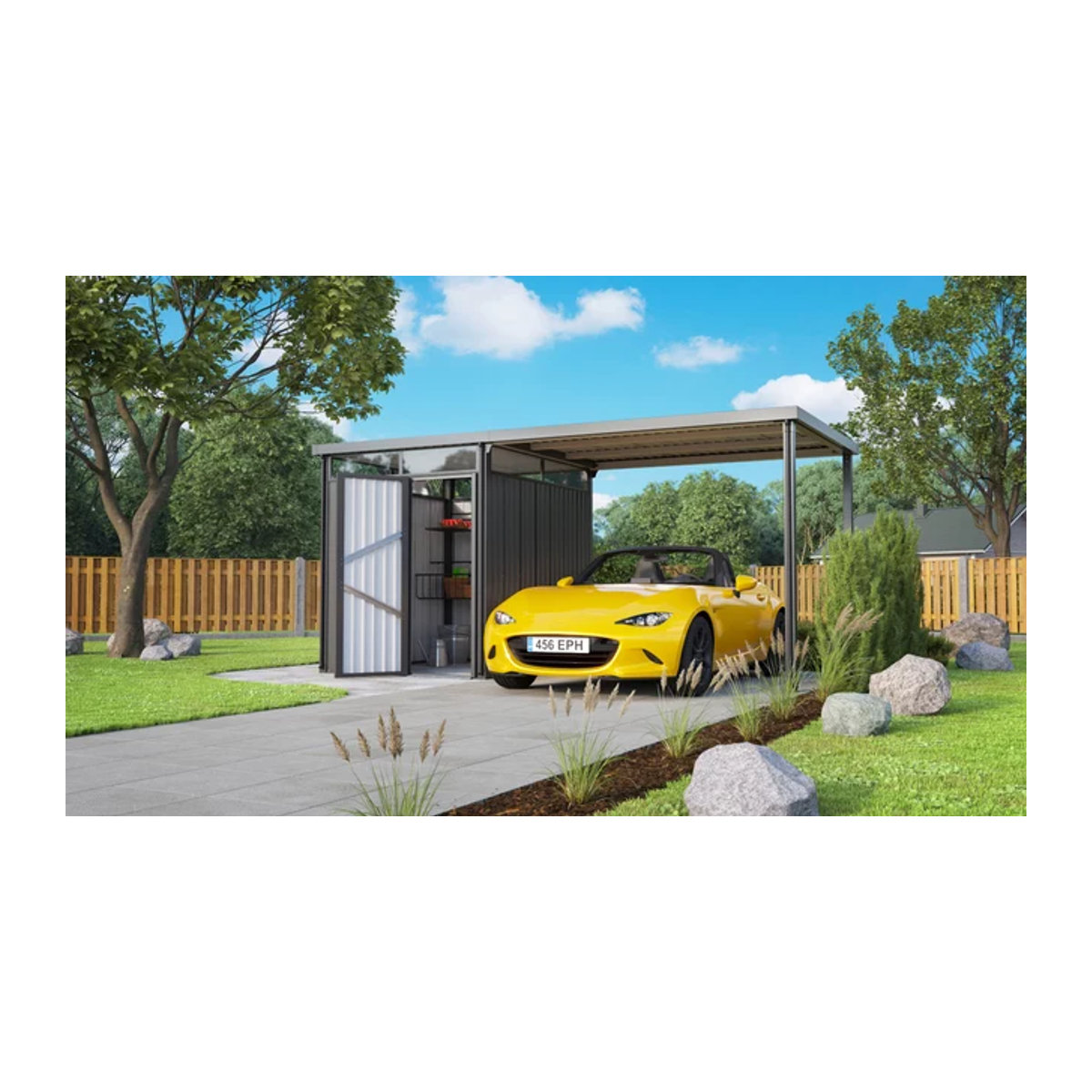 Pergart Gerätehaus Rheinfelden 78 mit Schleppdach, Anthrazit, 4,4 m², Metall und Polycarbonat - Bild 1