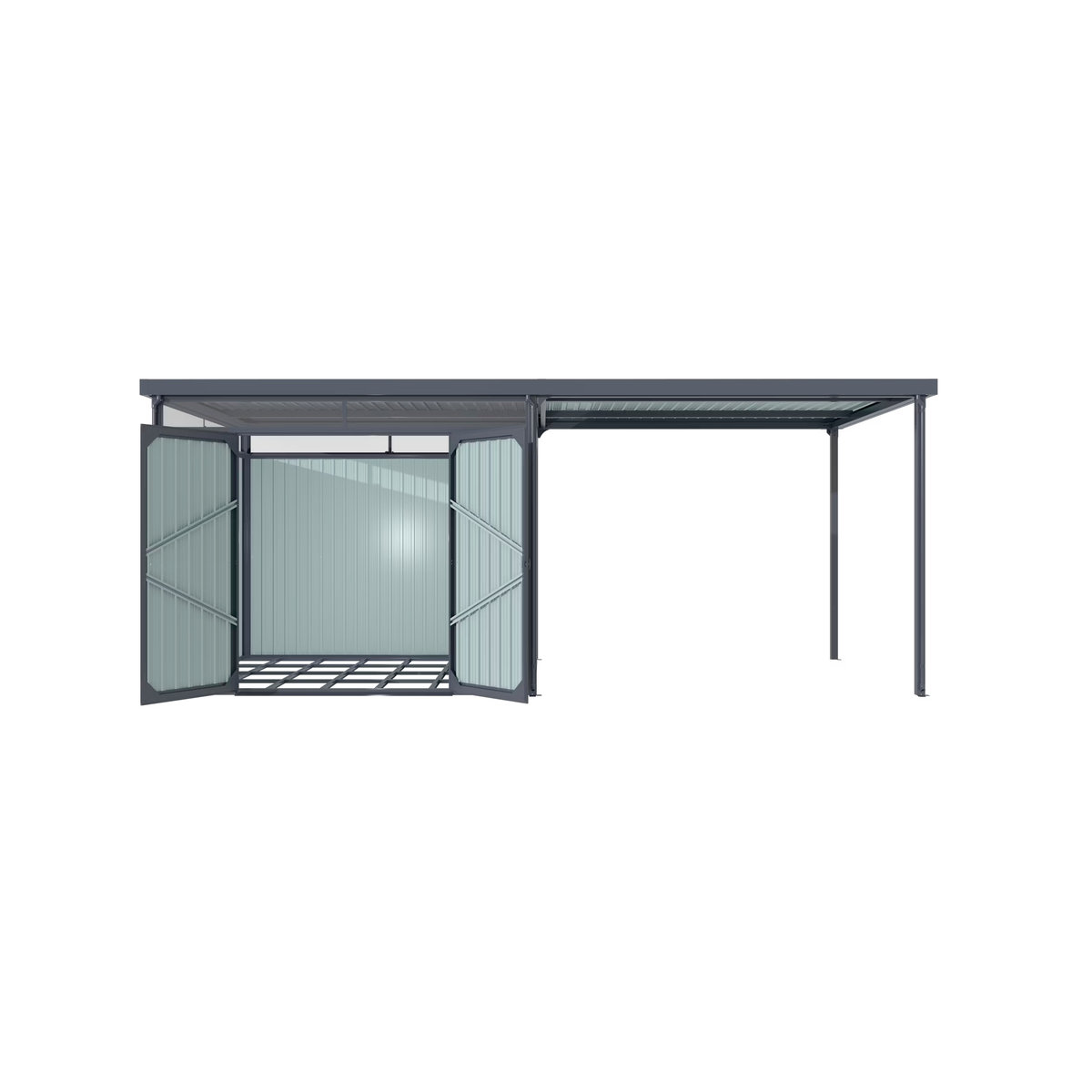 Pergart Gerätehaus Rheinfelden 78 mit Schleppdach, Anthrazit, 4,4 m², Metall und Polycarbonat - Bild 4