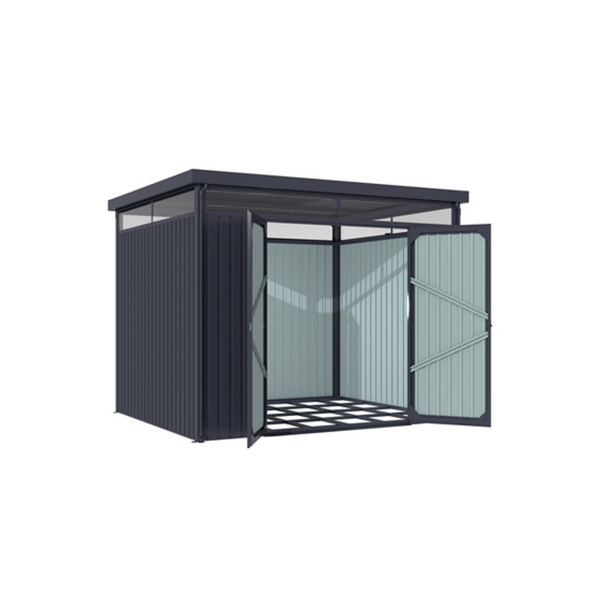 Pergart Gerätehaus Rheinfelden aus Metall in Anthrazit und Grau mit Polycarbonat-Elementen, B/H/T: 276 x 226 x 245 cm - Bild 2