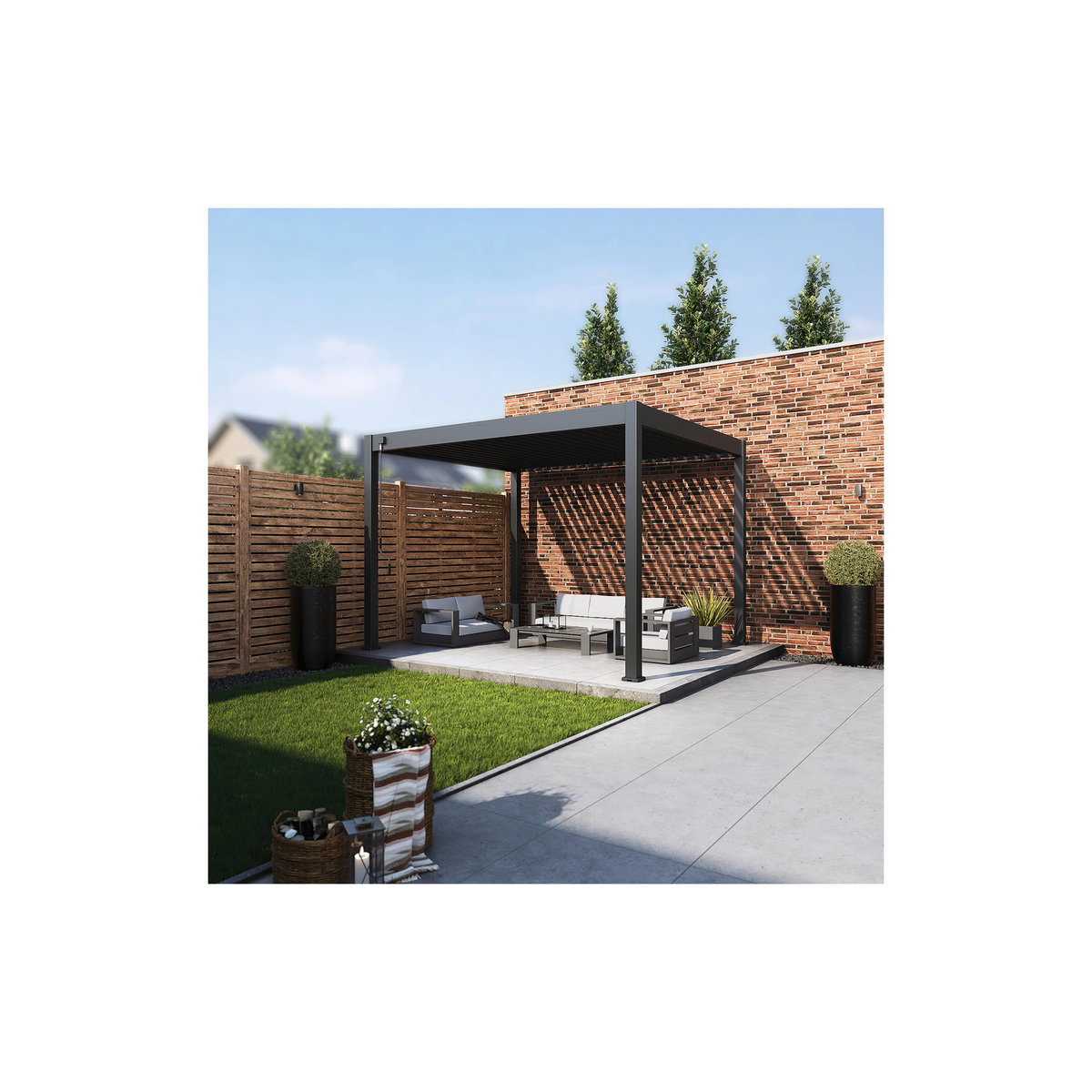 PergoLine Pergola Pavillon Trumpf aus Alu und Stahl in Anthrazit, B: 3,6 m x T: 3 m - Bild 3