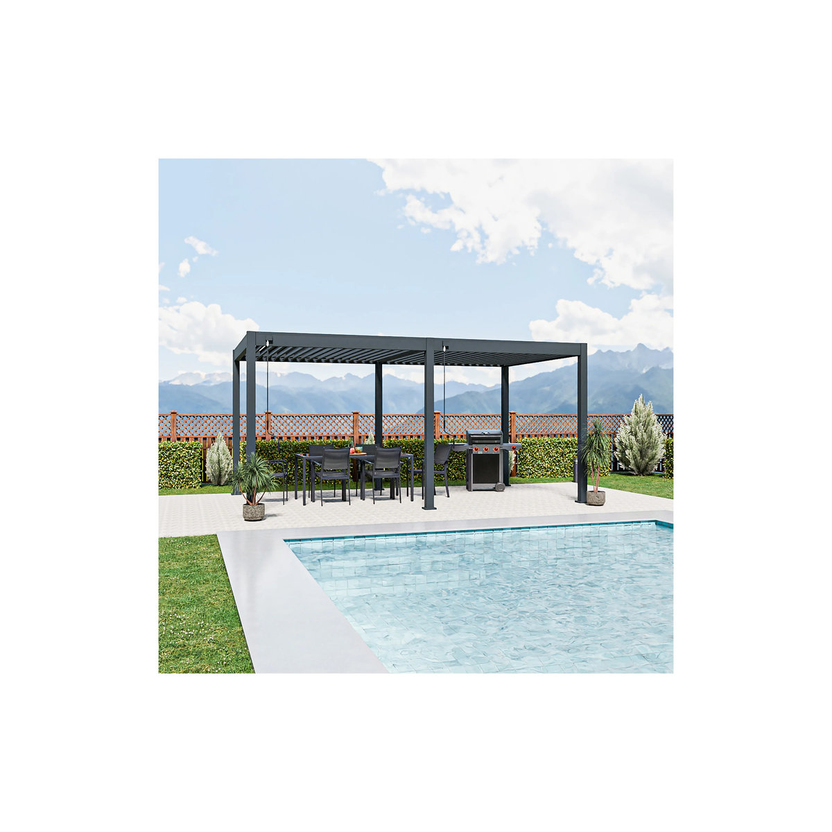 PergoLine Pergola Trumpf mit verschließbaren Stahl-Lamellen in Anthrazit, B: 5,3 m, T: 3 m - Bild 2