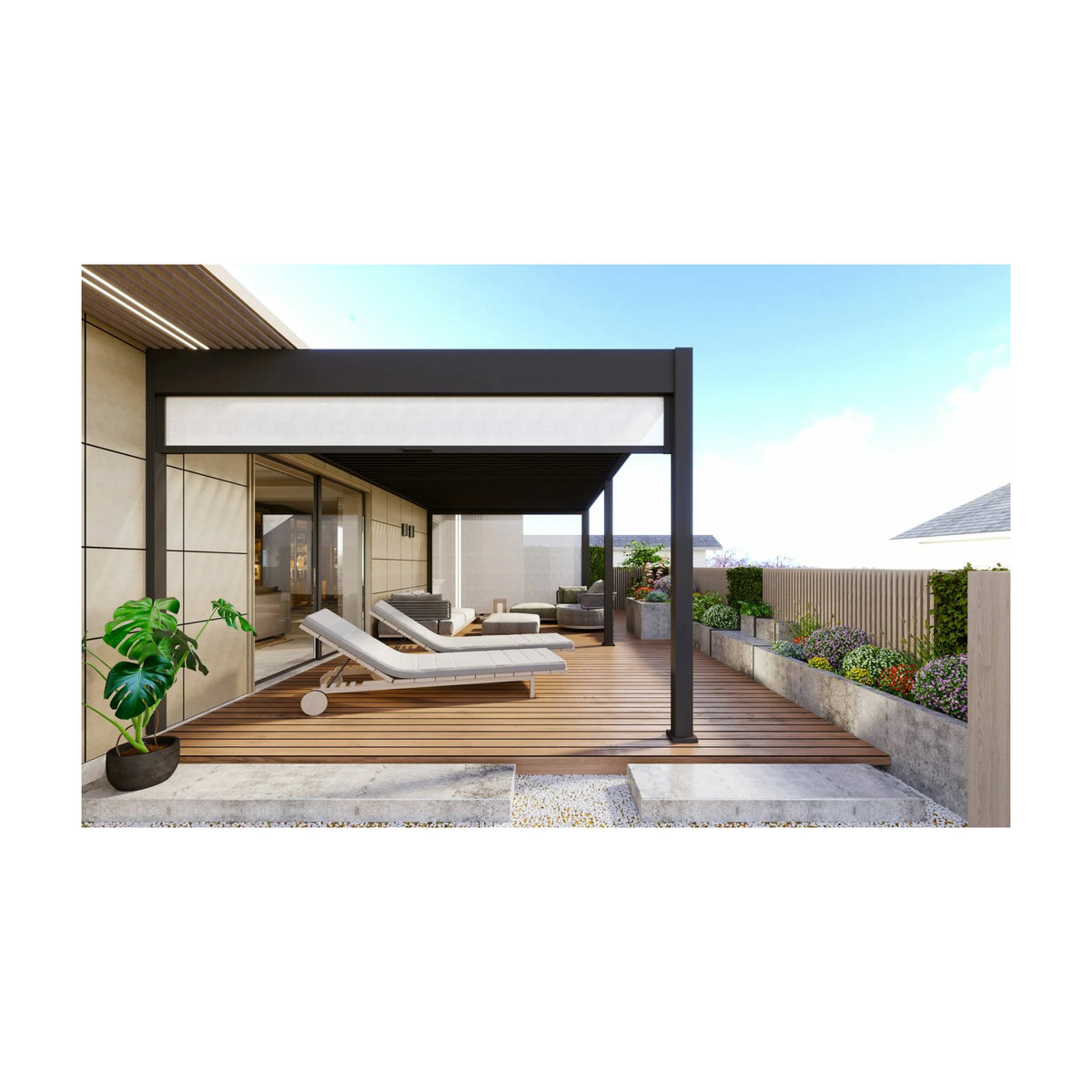 PergoLine Sonnenrollo Trumpf + Superior für Pergola in Anthrazit, H: 235 cm, B: 400 cm - Bild 2