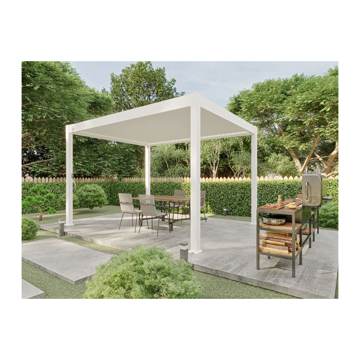 PergoLine Superior Pergola aus Aluminium in Weiß B: 400 cm, T: 255 cm, H: 202 cm - Bild 2