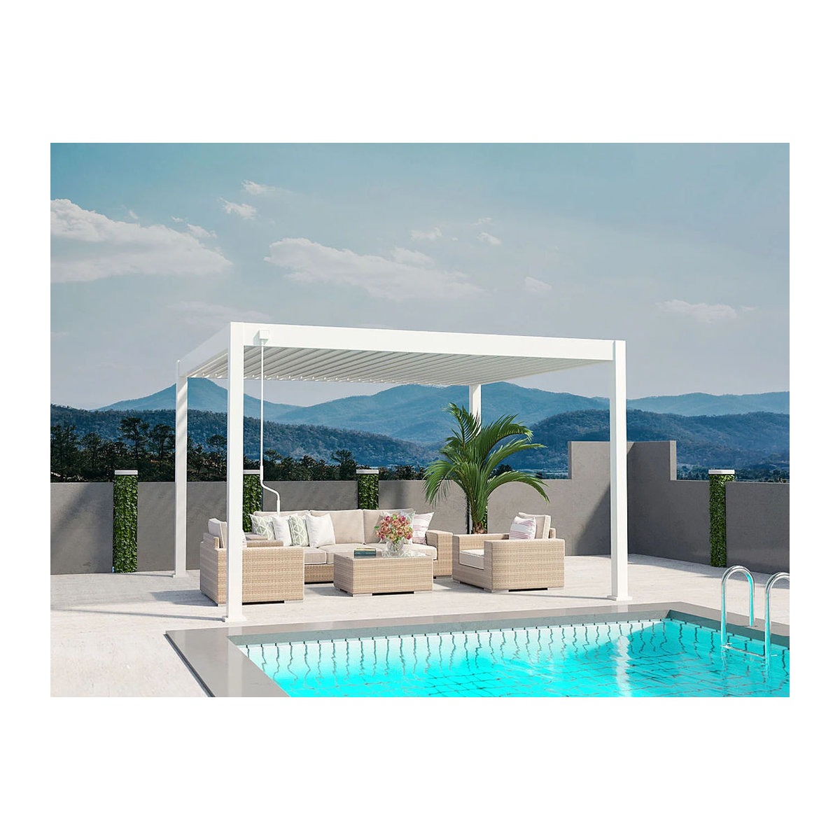 PergoLine Superior Pergola aus Aluminium in Weiß, B/T: 400 x 360 cm - Bild 2