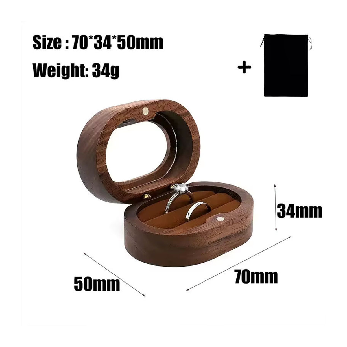 Personalisierbare Ringbox aus Holz von Alex Streeter in Braun und Transparent für deine Hochzeit mit Gravur - Bild 5