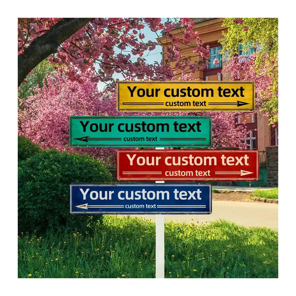 Personalisierbares Metall-Straßenschild von CQDM DECOR im Vintage-Design, mehrfarbig, B: 40,6 cm, H: 10 cm - Bild 1