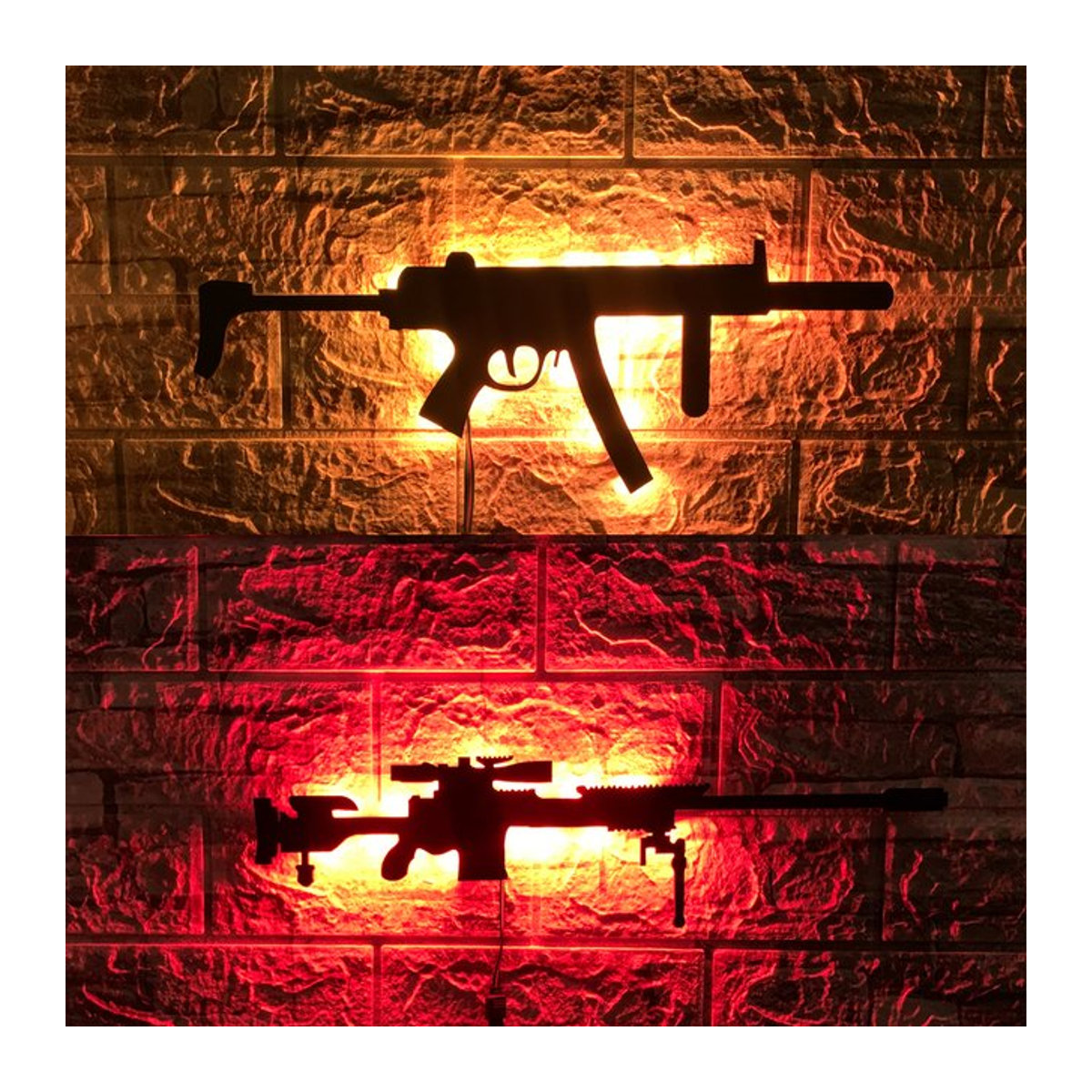 Personalisierte 3D LED Wandleuchte in Pistolenform mit farbigem Licht und USB-Anschluss als kreatives Nachtlicht - Bild 1