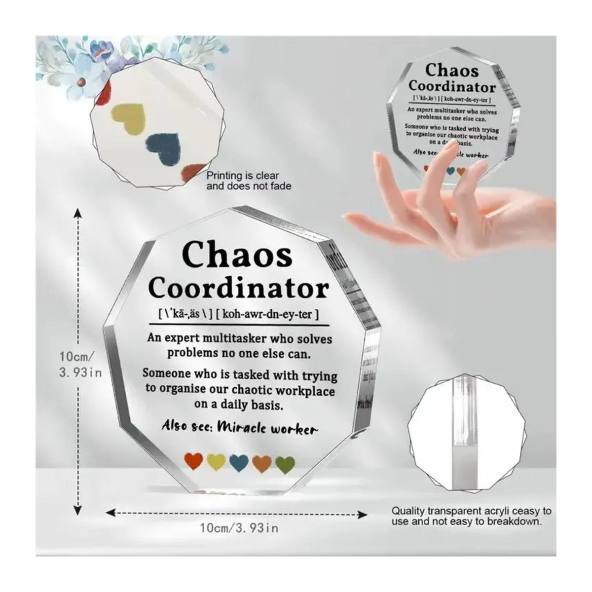 Personalisierte Acryl-Anerkennungsplakette von CIFBUY in Transparent als moderne Büro-Dekoration für den Chef oder Mitarbeiter - Bild 4