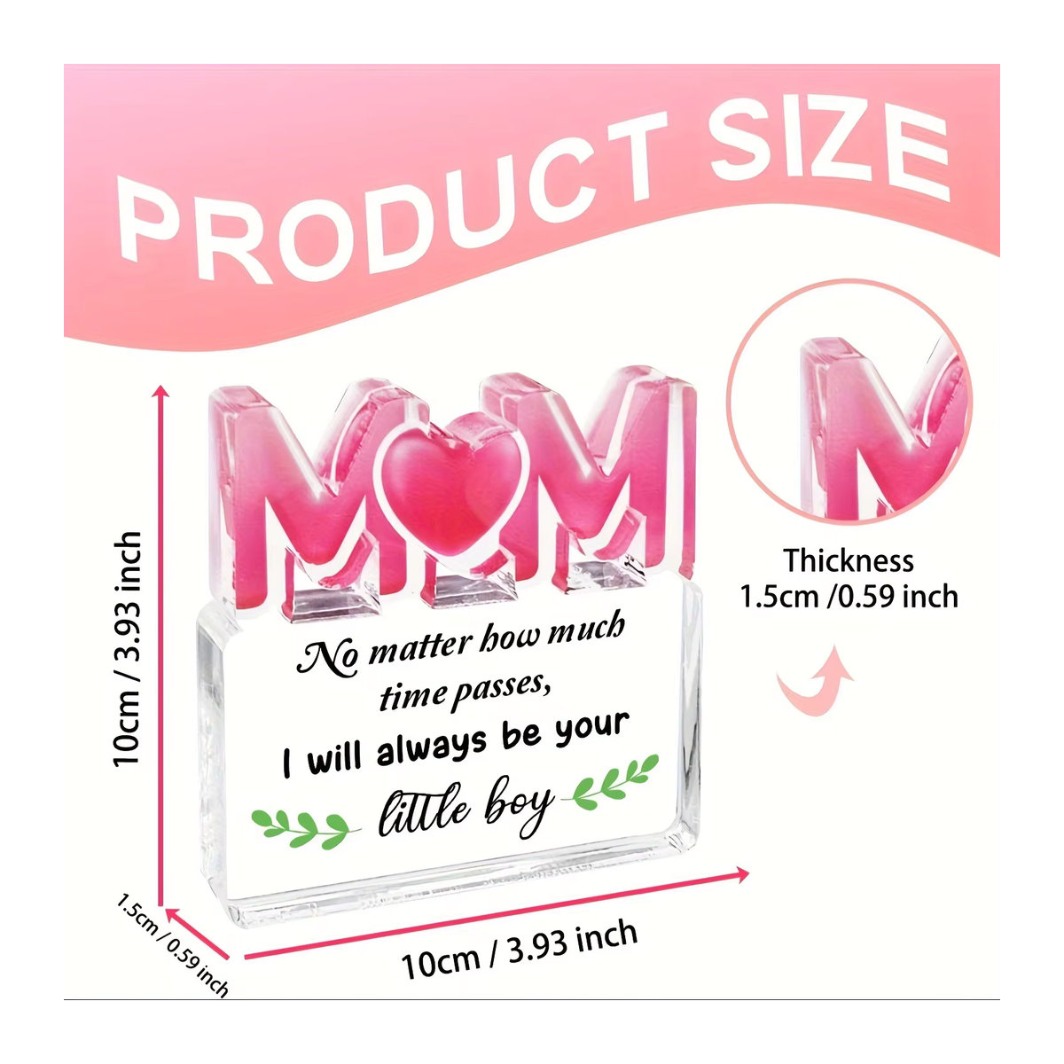 Personalisierte Acrylplakette als Geburtstagsgeschenk für Mama, transparente Typografie-Dekoration aus Acrylglas in Hochformat und rechteckiger Form - Bild 2