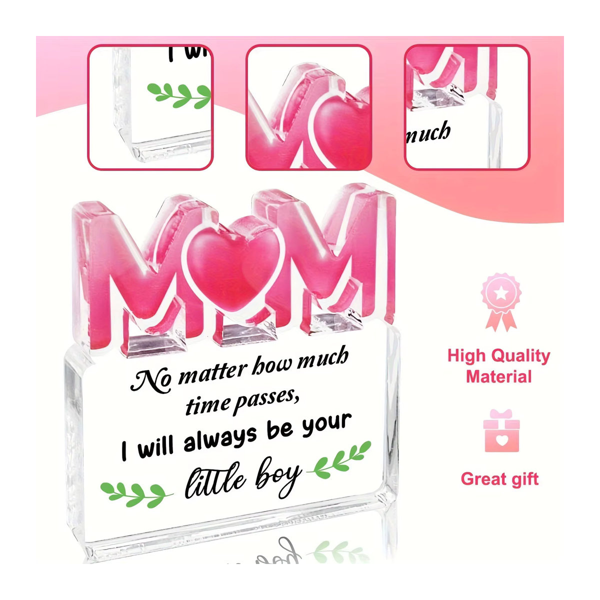 Personalisierte Acrylplakette als Geburtstagsgeschenk für Mama, transparente Typografie-Dekoration aus Acrylglas in Hochformat und rechteckiger Form - Bild 3