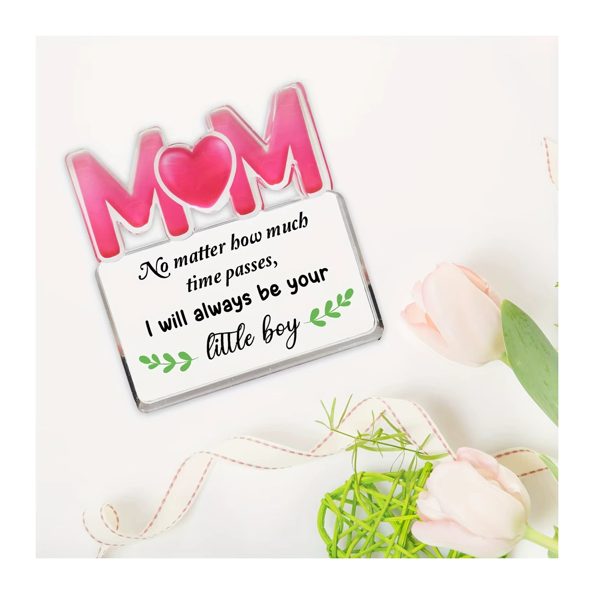 Personalisierte Acrylplakette als Geburtstagsgeschenk für Mama, transparente Typografie-Dekoration aus Acrylglas in Hochformat und rechteckiger Form - Bild 4