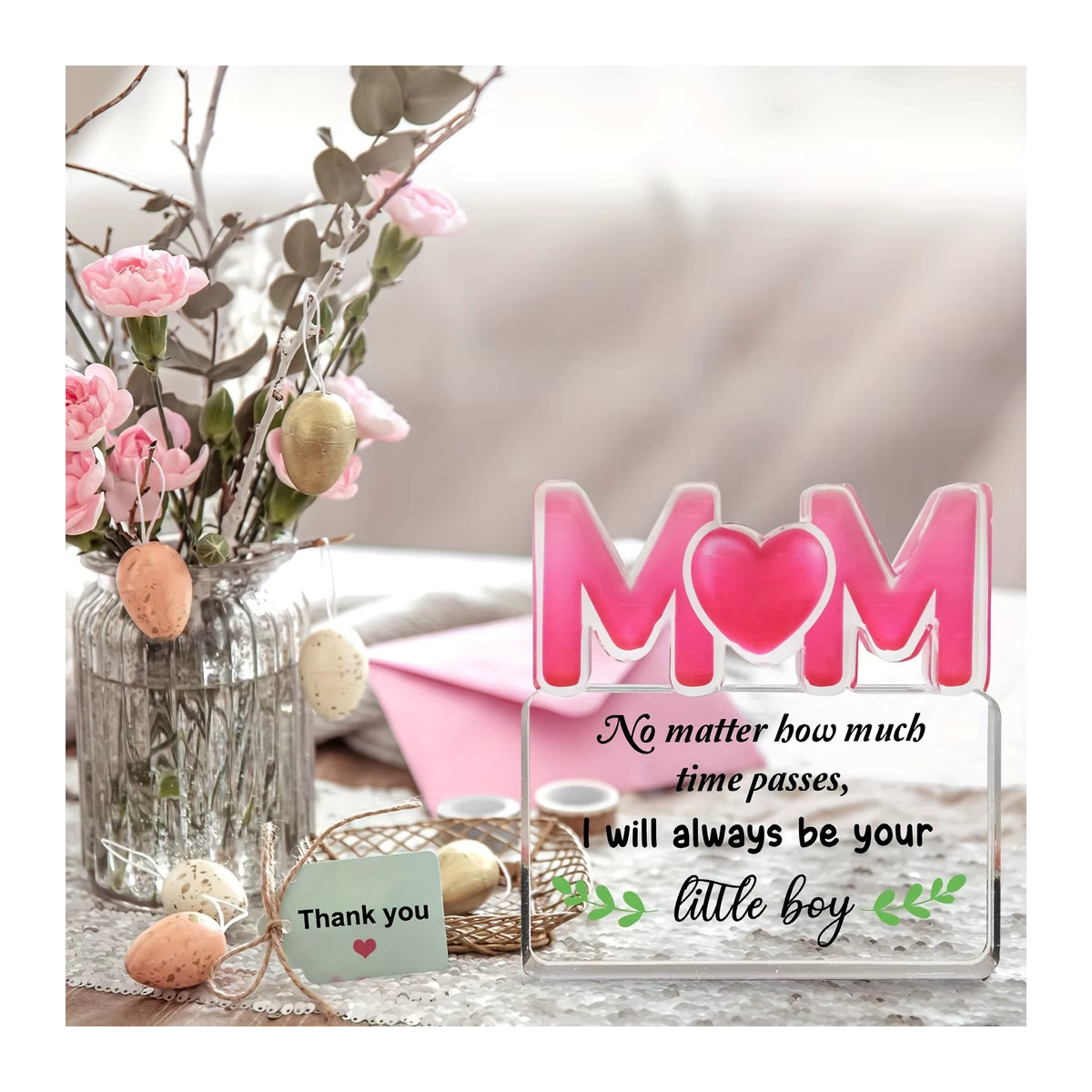 Personalisierte Acrylplakette als Geburtstagsgeschenk für Mama, transparente Typografie-Dekoration aus Acrylglas in Hochformat und rechteckiger Form - Bild 6