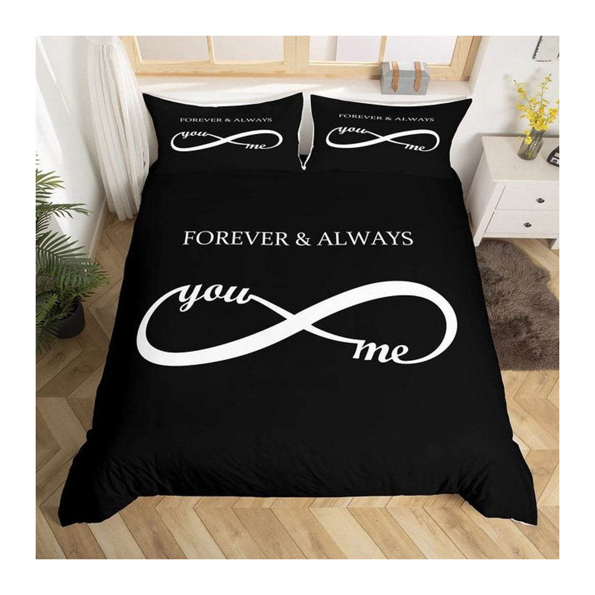Personalisierte Bettwäsche mit Namen von JMG Household Supplies, Schwarz, Bettbezug und Kissenbezug für Single, B/H: 140 x 210 cm - Bild 1