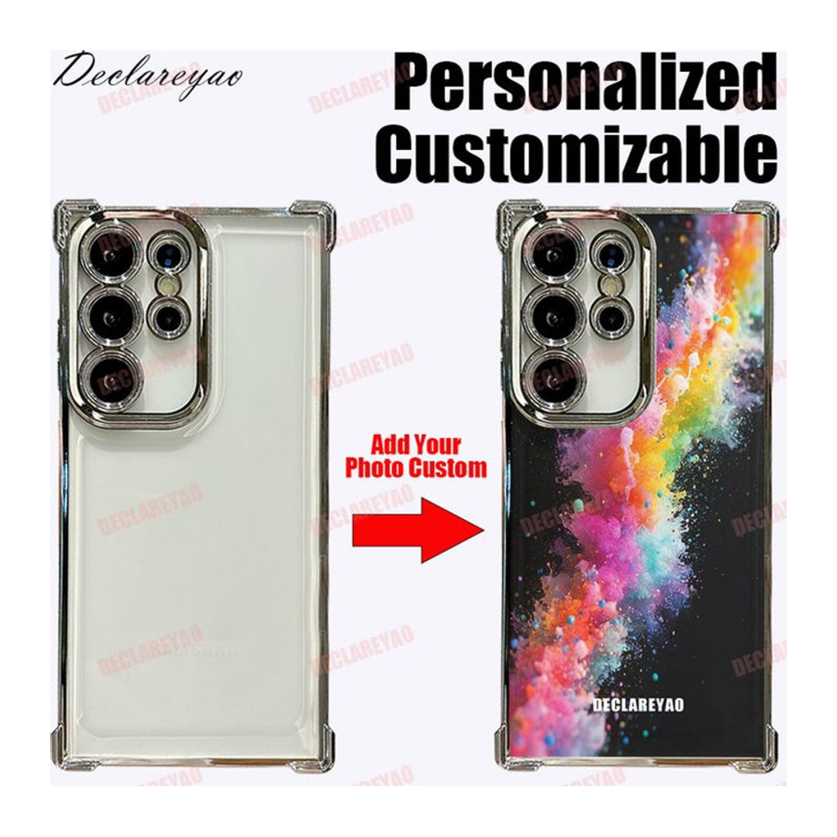Personalisierte DIY Handyhülle von DECLAREYAO für Samsung Galaxy Modelle in Schwarz und Mehrfarbig aus Kunststoff mit abstraktem Design - Bild 1