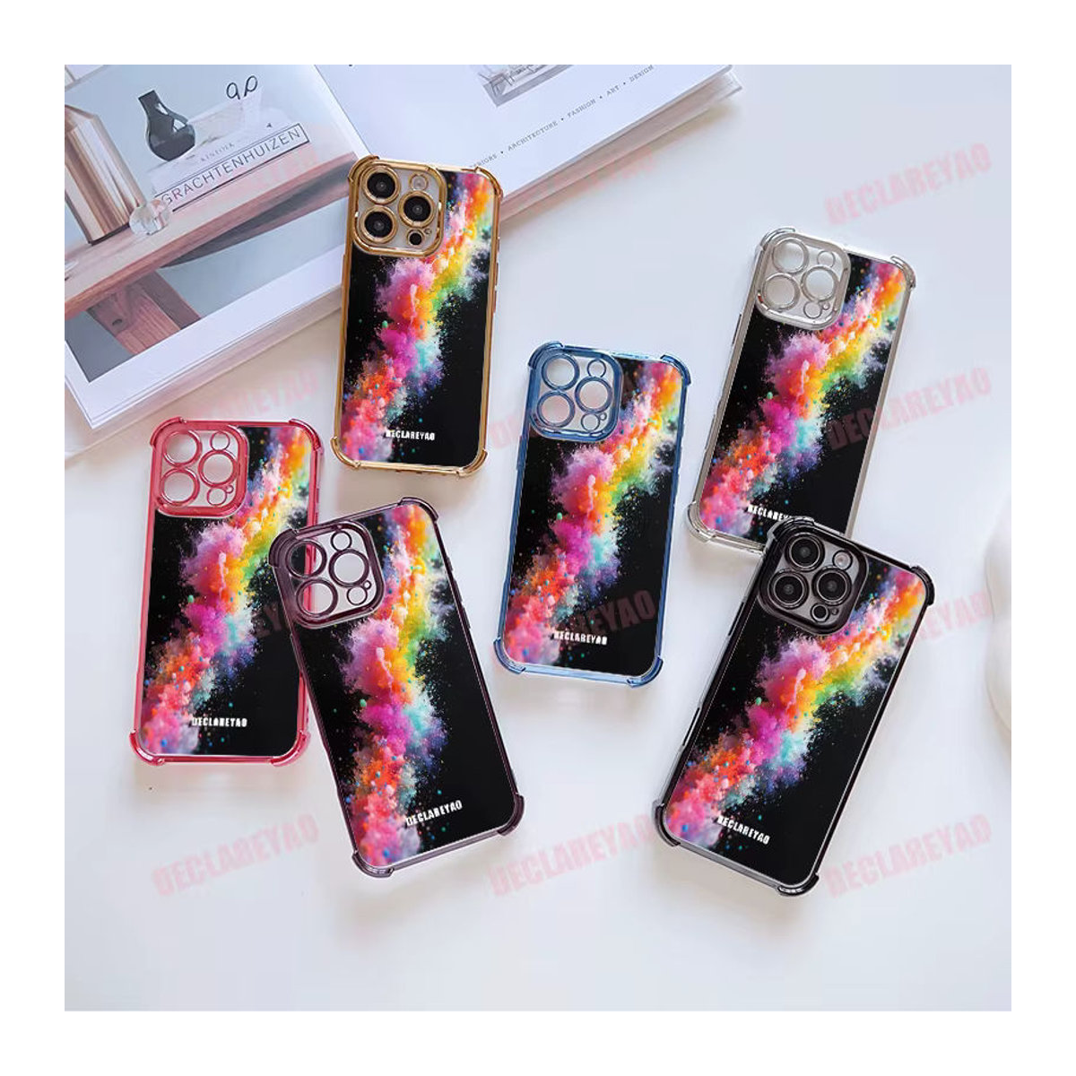 Personalisierte DIY Handyhülle von DECLAREYAO für Samsung Galaxy Modelle in Schwarz und Mehrfarbig aus Kunststoff mit abstraktem Design - Bild 3
