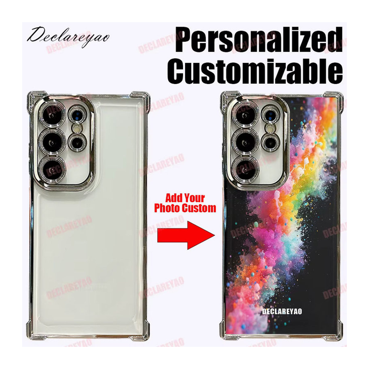 Personalisierte DIY Handyhülle von DECLAREYAO für Samsung Galaxy Modelle in Schwarz und Mehrfarbig aus Kunststoff mit abstraktem Design - Bild 4