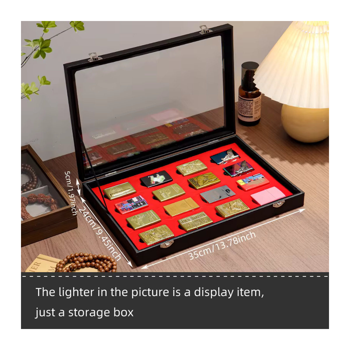 Personalisierte Feuerzeug-Aufbewahrungsbox für Herren in Schwarz aus Kunststoff im Vintage-Design - Bild 3