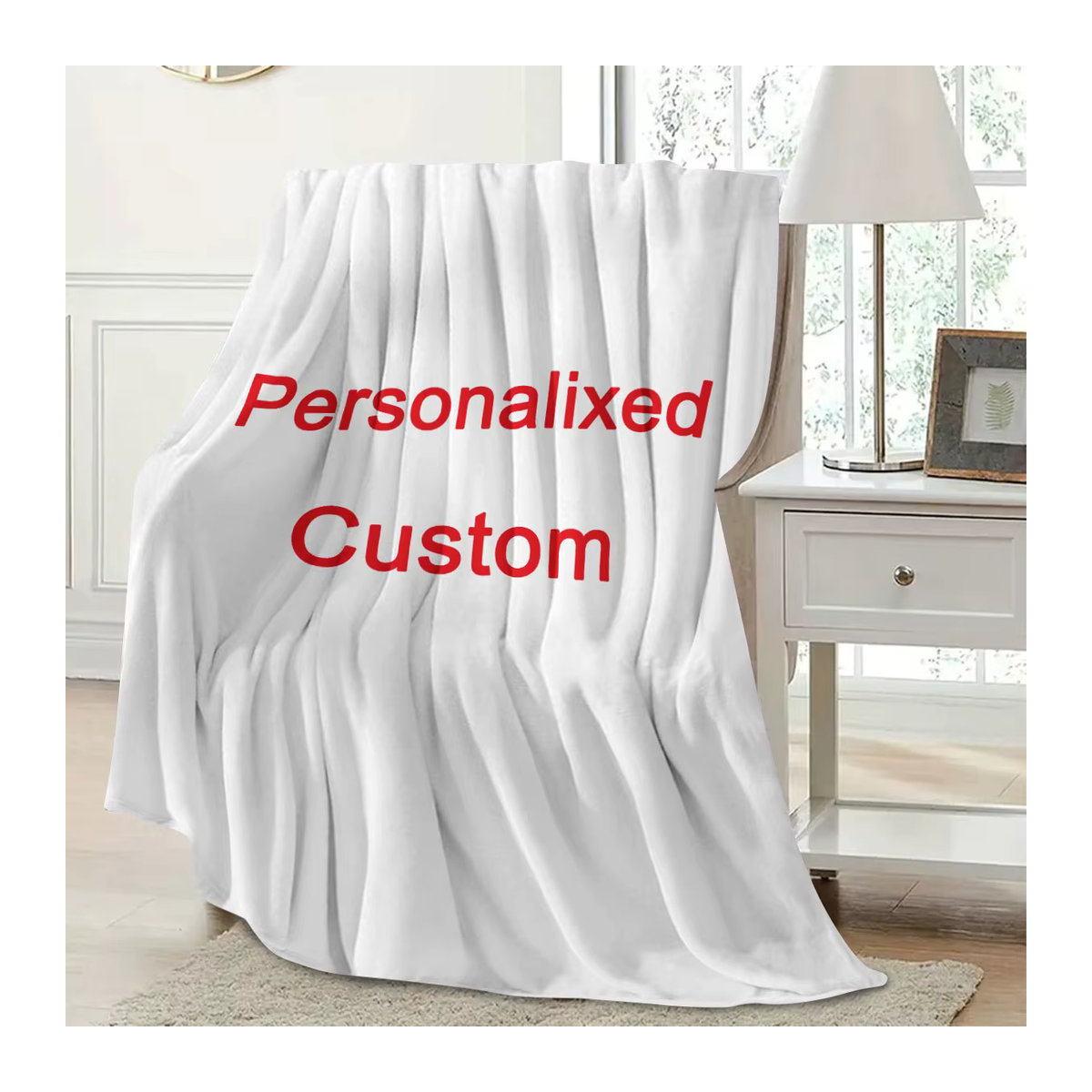 Personalisierte Fleece-Decke mit eigenem Foto von SRH in Weiß, weich und wärmend für Sofa, Bett oder unterwegs - Bild 4