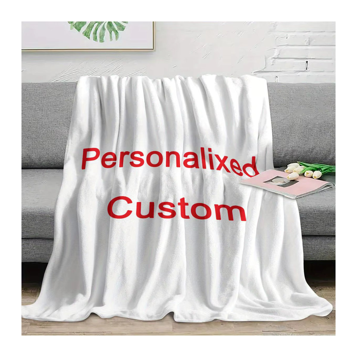 Personalisierte Fleece-Decke mit eigenem Foto von SRH in Weiß, weich und wärmend für Sofa, Bett oder unterwegs - Bild 5