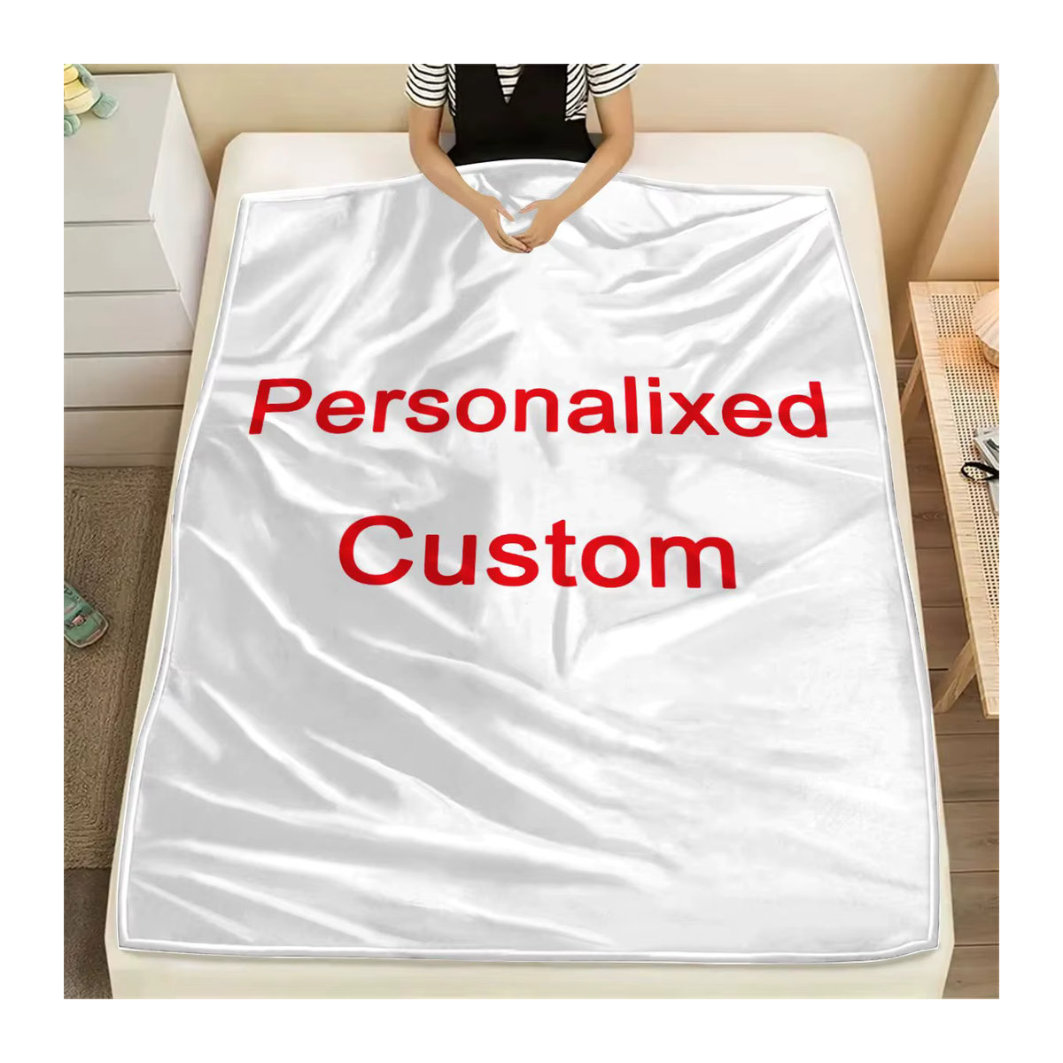 Personalisierte Fleece-Decke mit eigenem Foto von SRH in Weiß, weich und wärmend für Sofa, Bett oder unterwegs - Bild 6