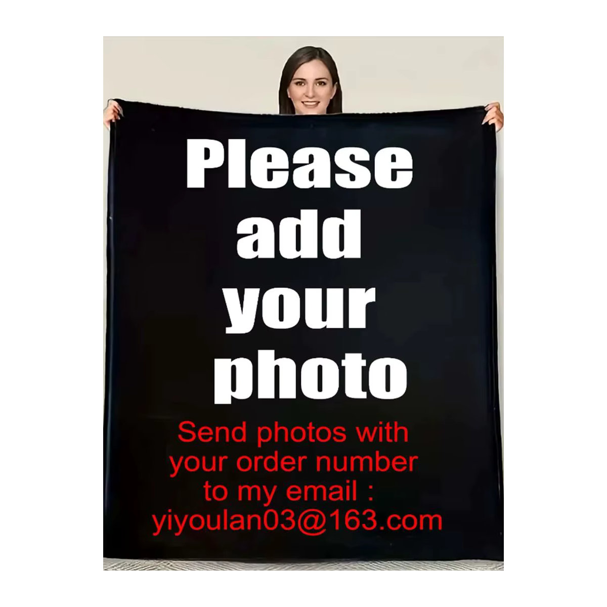 Personalisierte Fleece-Fotodecke von Beiwoer in Schwarz als individuelle Überwurfdecke für Familie, Hochzeit oder Haustiere - Bild 1