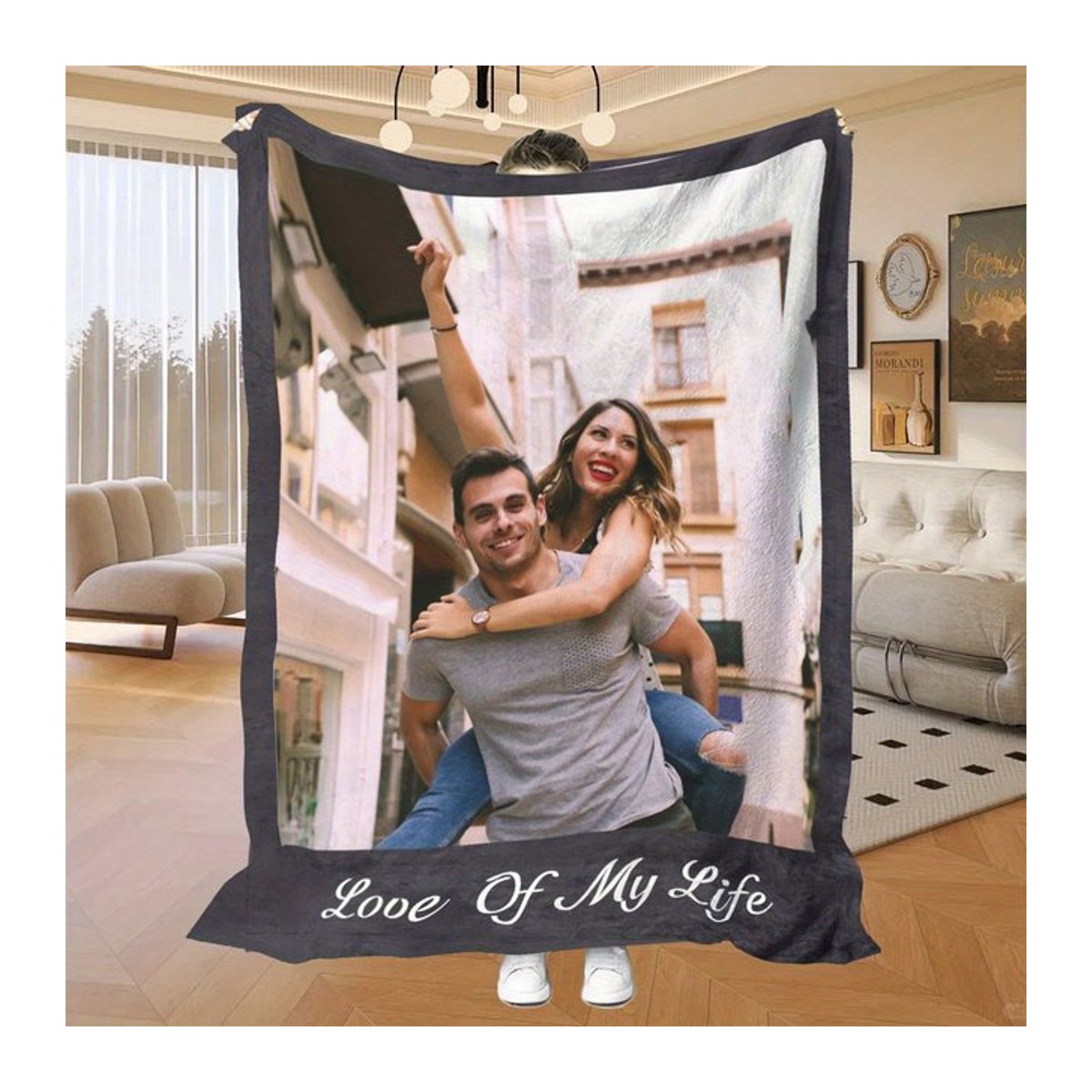 Personalisierte Foto-Decke von Sandra Rich mit Paarfoto in Mehrfarbig für Sofa, Bett oder Outdoor-Reisen - Bild 1