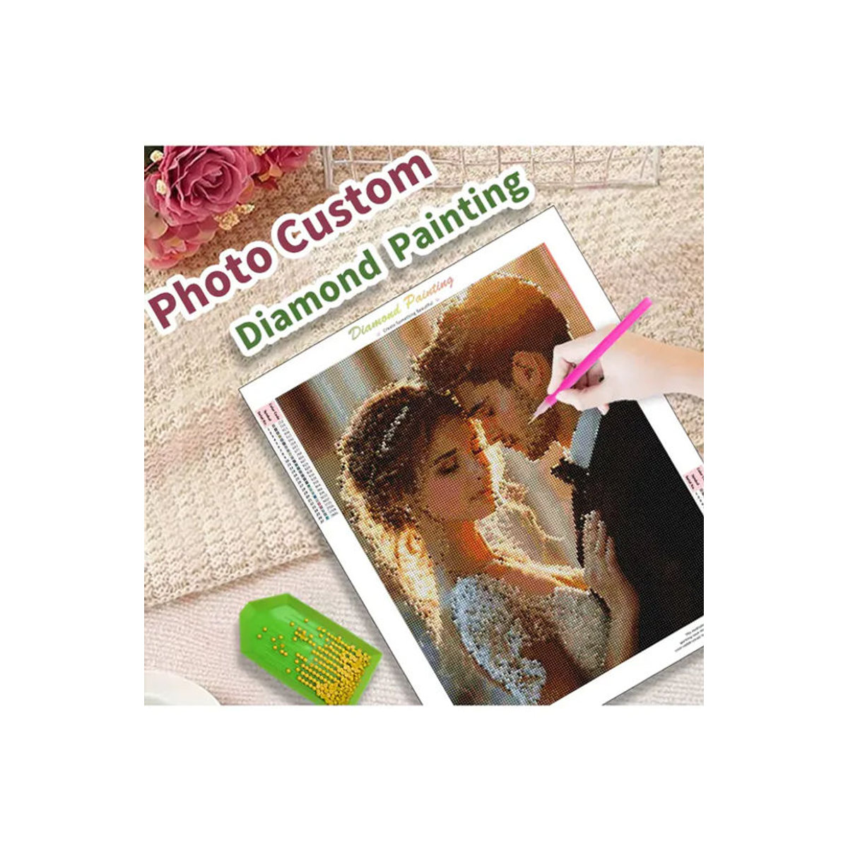 Personalisierte Foto-Diamantmalerei SDOYUNO als 5D-Diamant-Stickerei und 3D-Kreuzstich in Hochformat, mehrfarbig, B/H: 30 x 30 cm - Bild 3