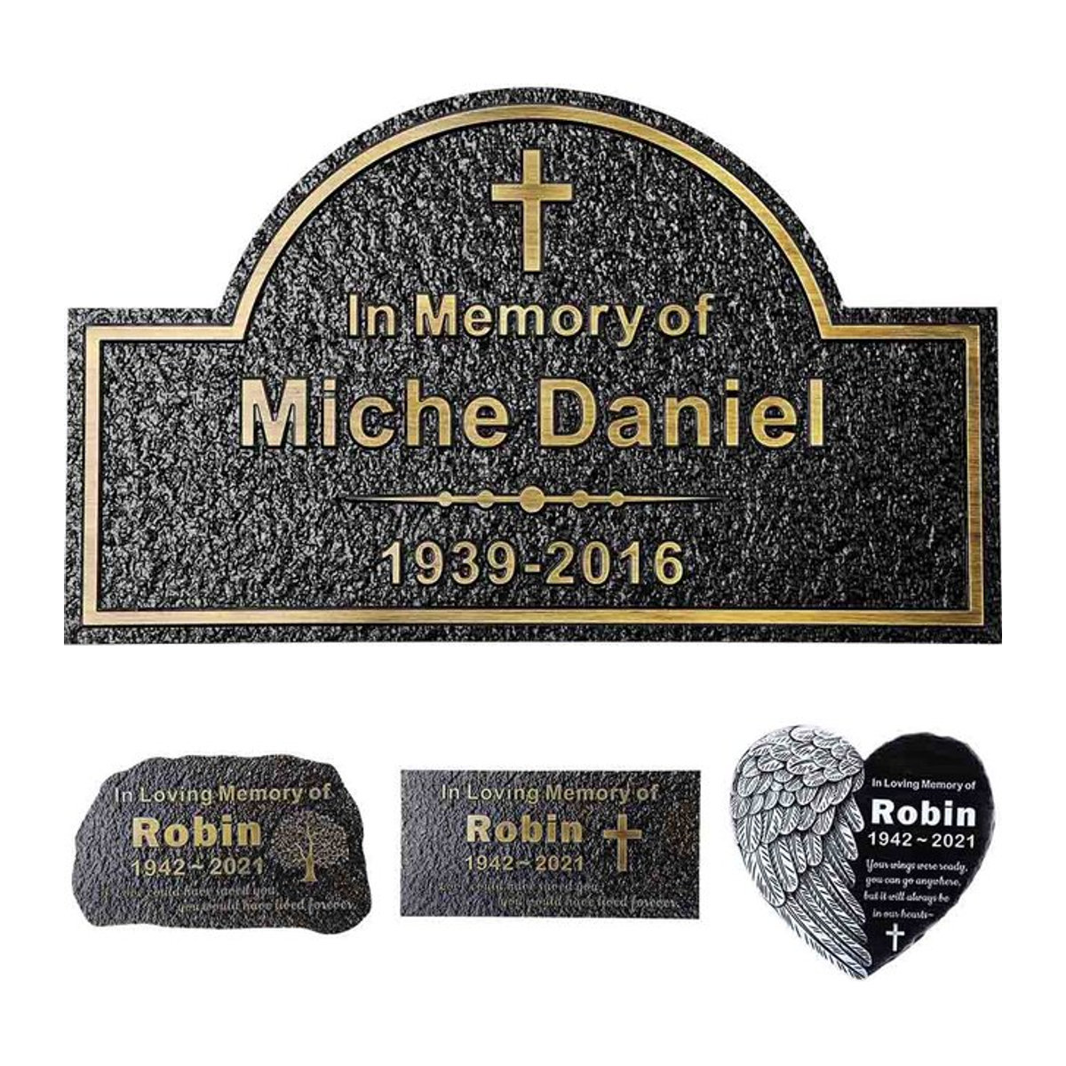 Personalisierte Gedenktafel von BILEEDA aus Metall in Schwarz, individuell gravierte Erinnerungsplakette für Menschen oder Haustiere - Bild 1