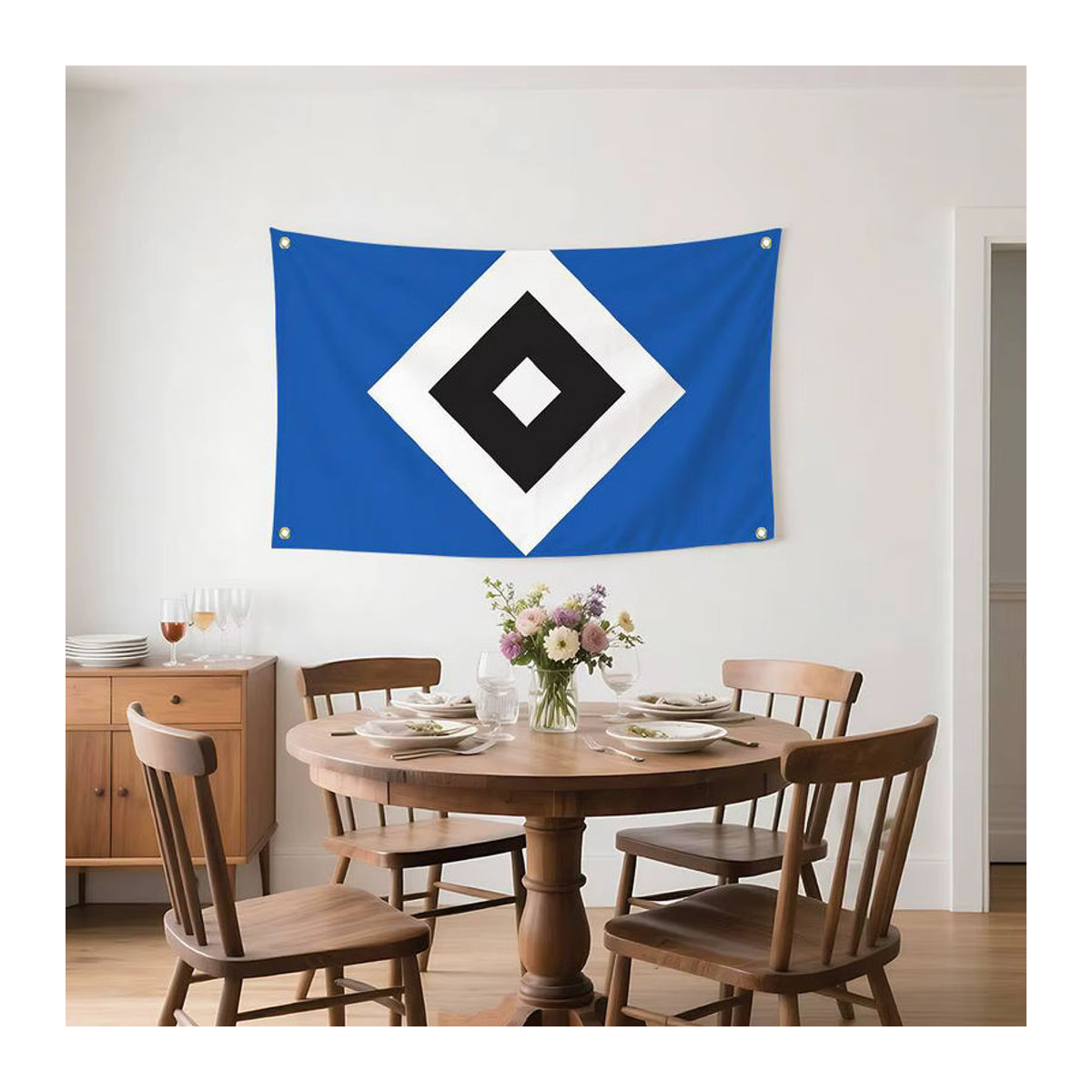 Personalisierte H-Hamburger-r SV Flagge als mehrfarbige Textil-Dekoration für Innen und Außen - Bild 3