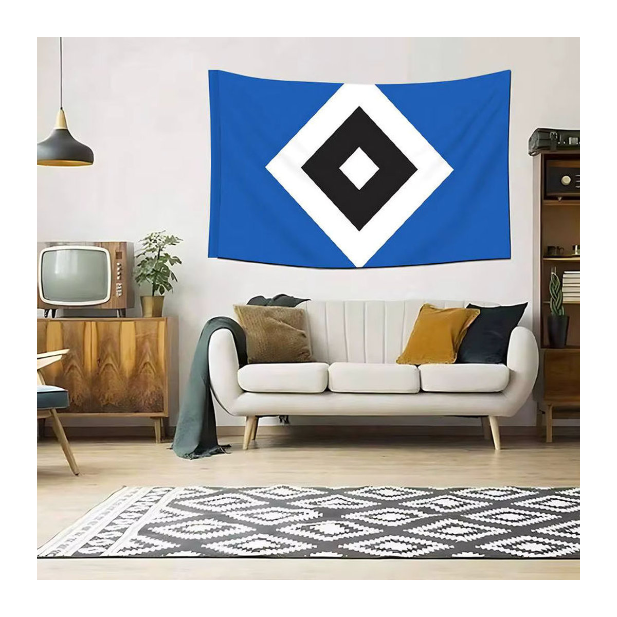 Personalisierte H-Hamburger-r SV Flagge als mehrfarbige Textil-Dekoration für Innen und Außen - Bild 5