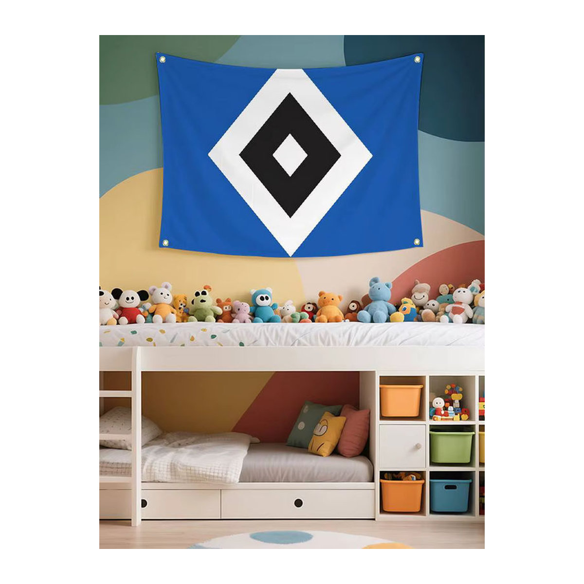 Personalisierte H-Hamburger-r SV Flagge als mehrfarbige Textil-Dekoration für Innen und Außen - Bild 7