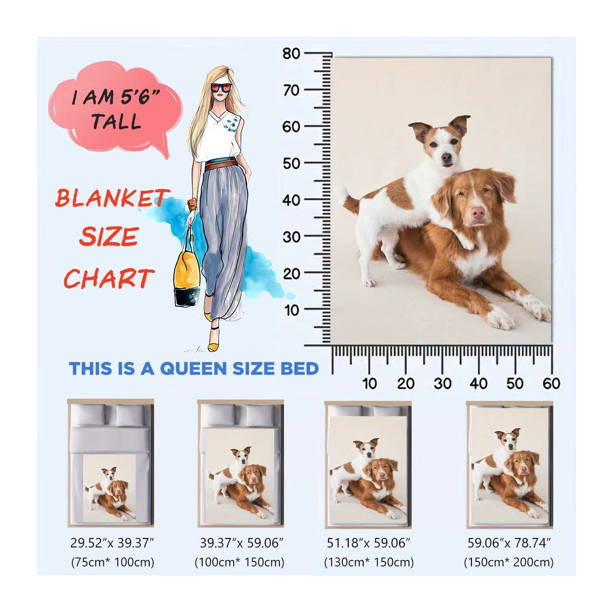 Personalisierte Haustierdecke von Sandra Rich mit eigenem Foto, mehrfarbige Flanell-Fotodecke für Hunde und Katzen, warm und komfortabel - Bild 3