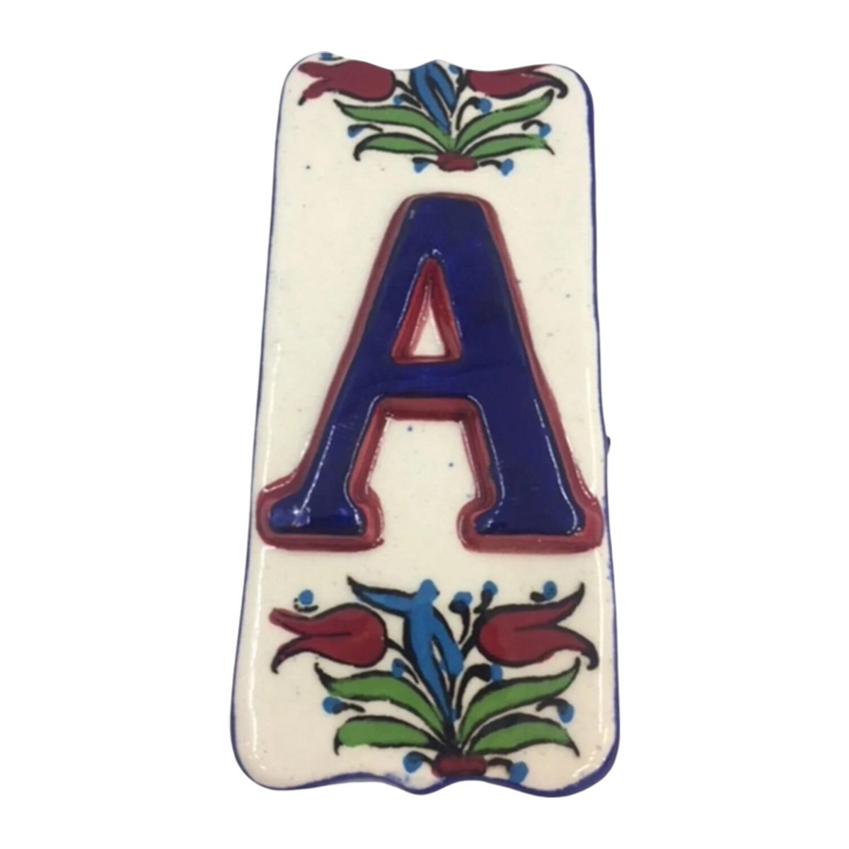 Personalisierte Keramik Hausnummern-Plakette mit floralem Design in Weiß - Bild 1
